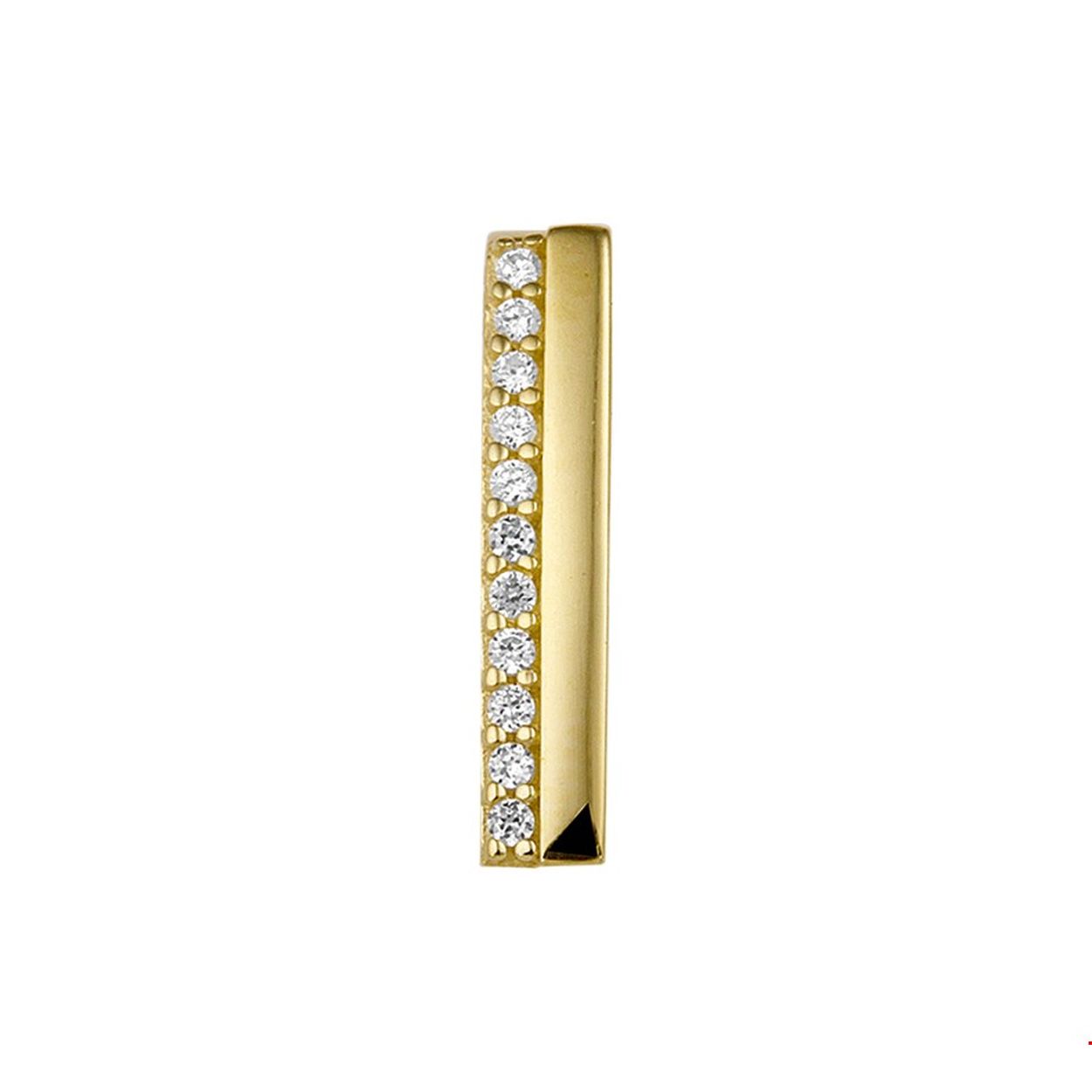 Beschrijving: Geelgouden hanger met zirkonia. 
Verpakt per: 1
Doelgroep: dames
Breedte: 3 mm
Hoogte: 15.5 mm
Zetting: alliance (rijzetting)