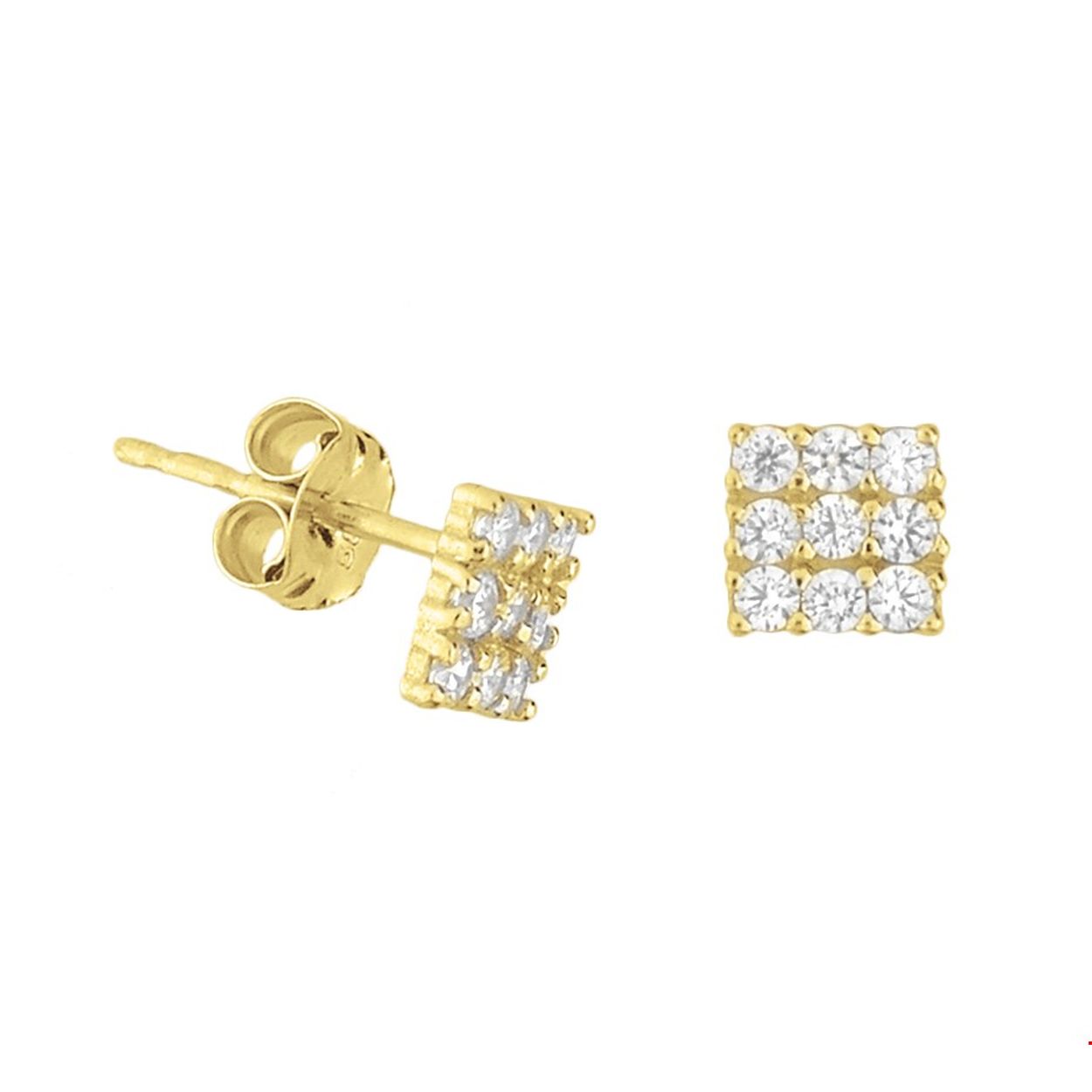 Beschrijving: Geelgouden oorknoppen met zirkonia. 
Verpakt per: 1
Doelgroep: dames
Breedte: 5 mm
Hoogte: 5 mm
Zetting: pave