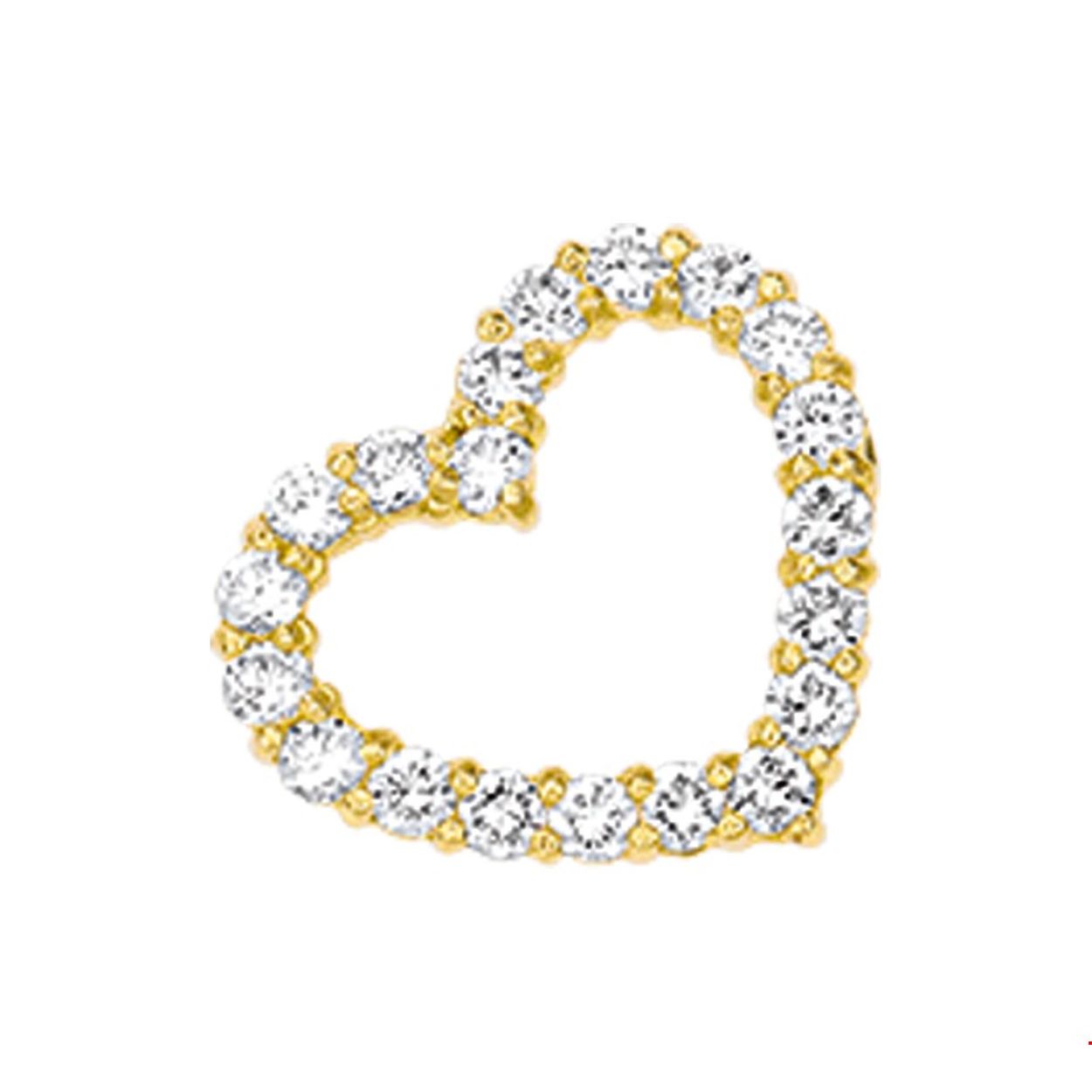 Beschrijving: Een hart is natuurlijk het eeuwenoude symbool voor liefde. Dit fijne hangertje is daarom het perfecte item voor een romantische look. Details: Geelgouden hanger met een hart van zirkonia. 
Verpakt per: 1
Doelgroep: dames
Breedte: 11.5 mm
Hoogte: 11 mm
Zetting: entourage (rijzetting)