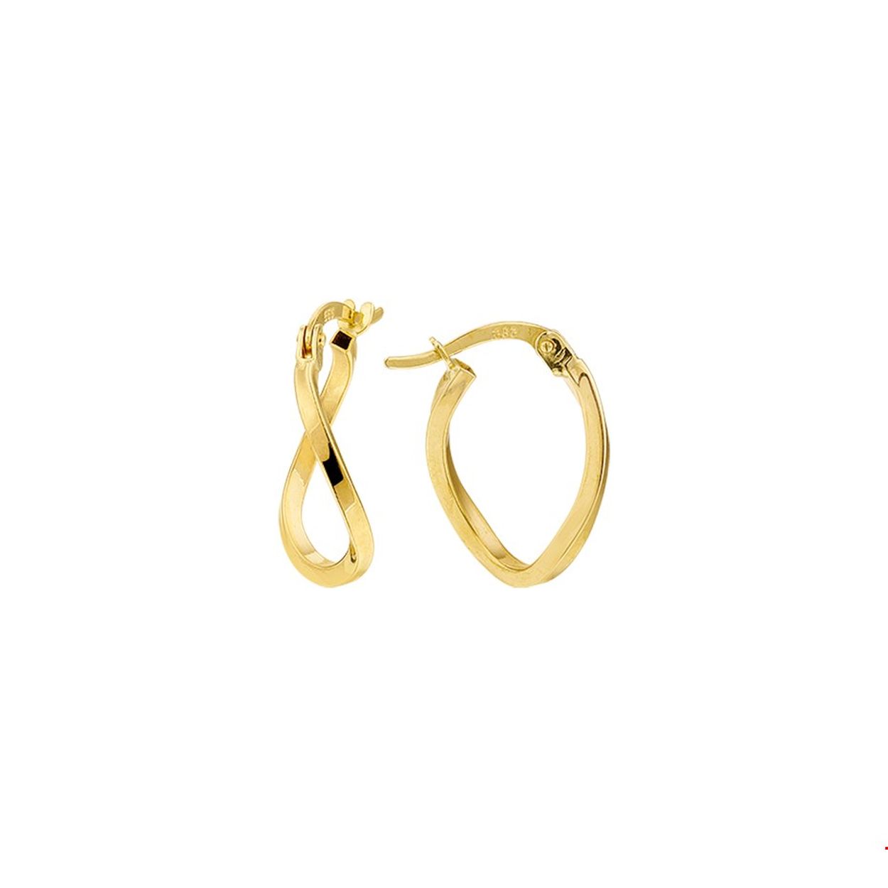 Beschrijving: Geelgouden creolen met een gedraaide buis. 
Verpakt per: 1
Doelgroep: dames
Breedte: 1.5 mm