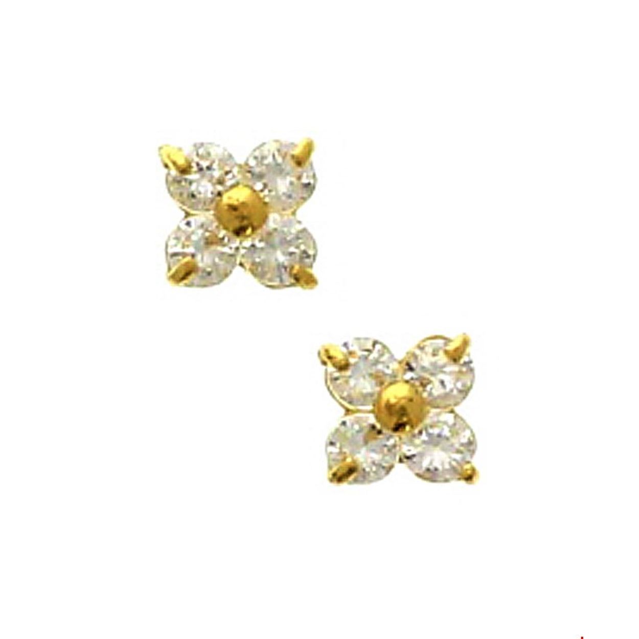 Beschrijving: Geelgouden oorknoppen met een bloem van zirkonia. 
Verpakt per: 1
Doelgroep: dames
Breedte: 3.5 mm
Hoogte: 3.5 mm