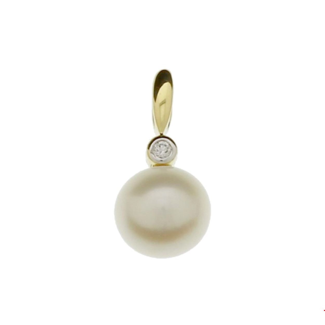 Gouden Hanger met Zoetwater Parel. Breedte: 8 mm.Hoogte: 16.5 mm