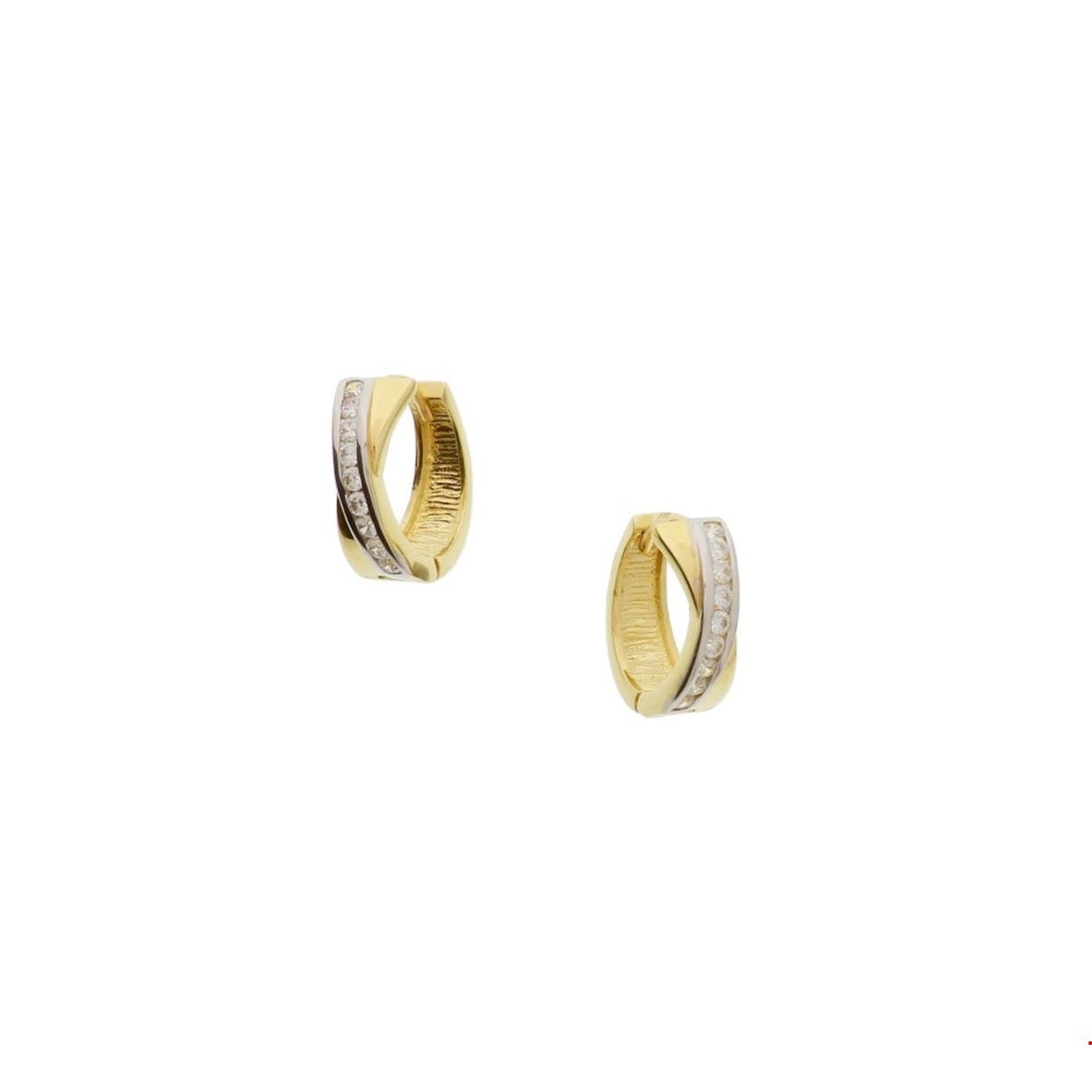 Beschrijving: Bicolor wit- en geelgouden gestifte klapcreolen met zirkonia.
Verpakt per: 1
Doelgroep: dames
Breedte: 4.5 mm