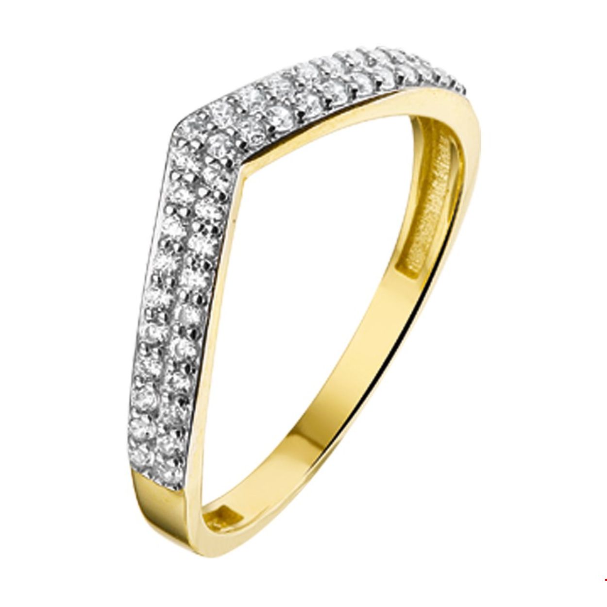 Beschrijving: Geelgouden ring met zirkonia. 
Uniekenummer serie: 34606
Verpakt per: 1
Doelgroep: dames
Ringmaat: 17.00 mm (53)