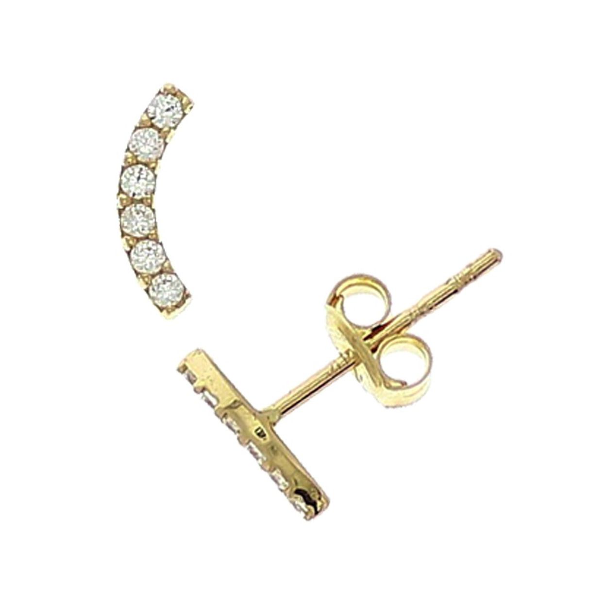 14k gouden oorknop boog met zirkonia's