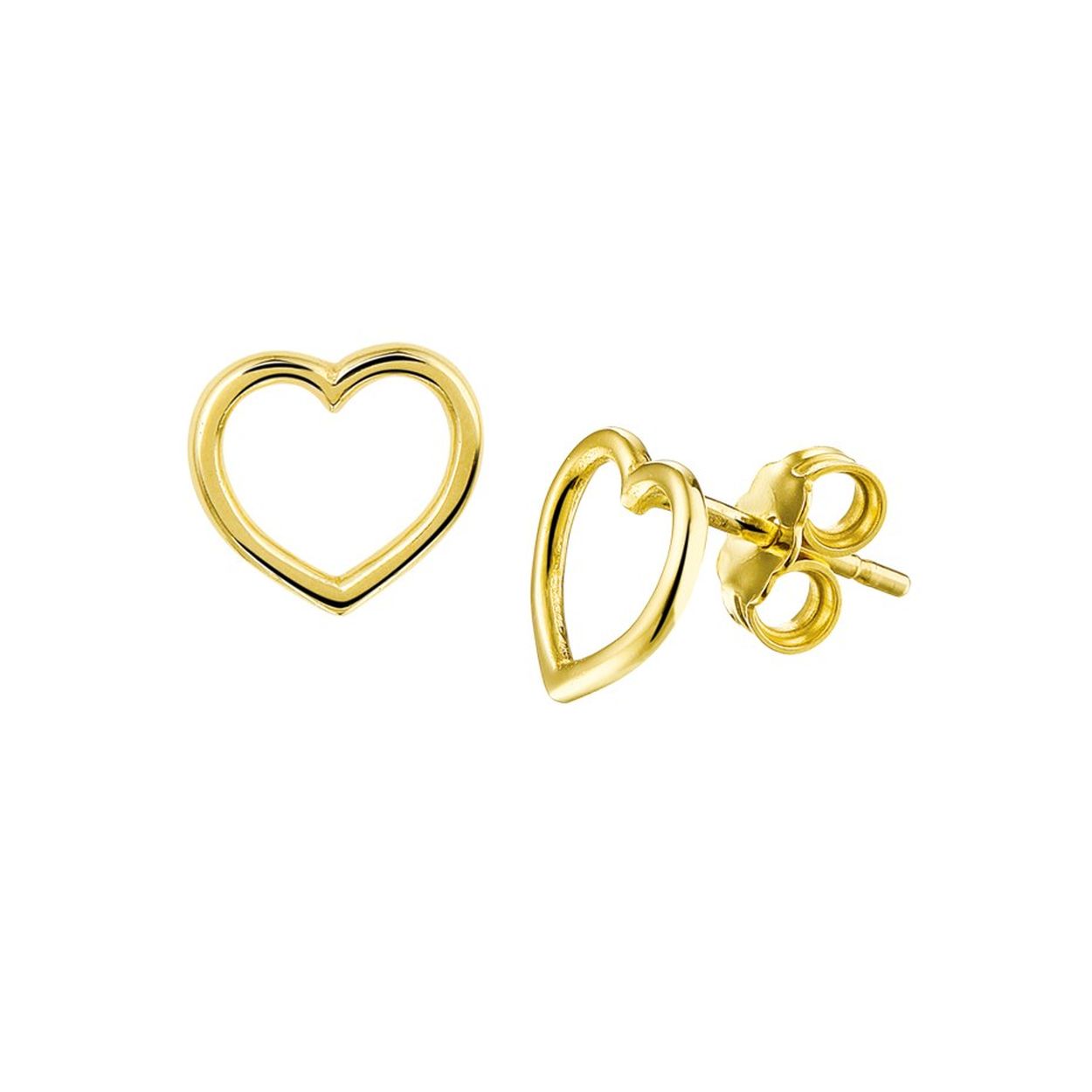 Beschrijving: Geelgouden oorknoppen met een open hart. 
Verpakt per: 1
Doelgroep: dames
Breedte: 9.5 mm
Hoogte: 8.5 mm