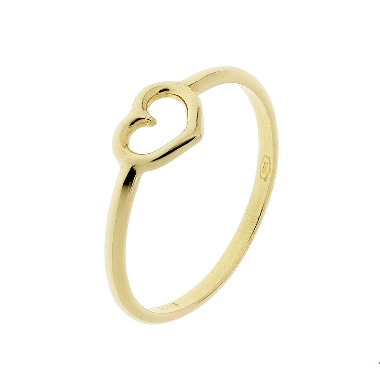Beschrijving: Geelgouden ring met een open hart. 
Uniekenummer serie: 34589
Verpakt per: 1
Doelgroep: dames
Ringmaat: 17.00 mm (53)
Breedte: 6 mm