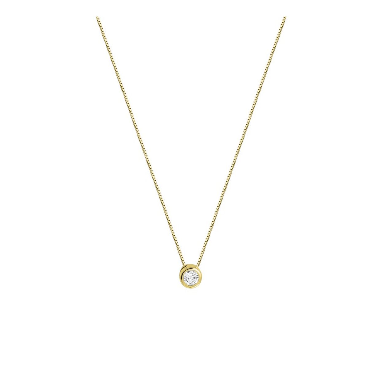 Beschrijving: Geelgouden collier met zirkonia. De lengte bedraagt 40cm met 2cm extensie en de schakelbreedte is 0.5mm.
Verpakt per: 1
Doelgroep: dames
Breedte: 0.5 mm
Kortste lengte: 40 mm
Langste lengte: 42 mm
Zetting: solitaire (kastzetting)