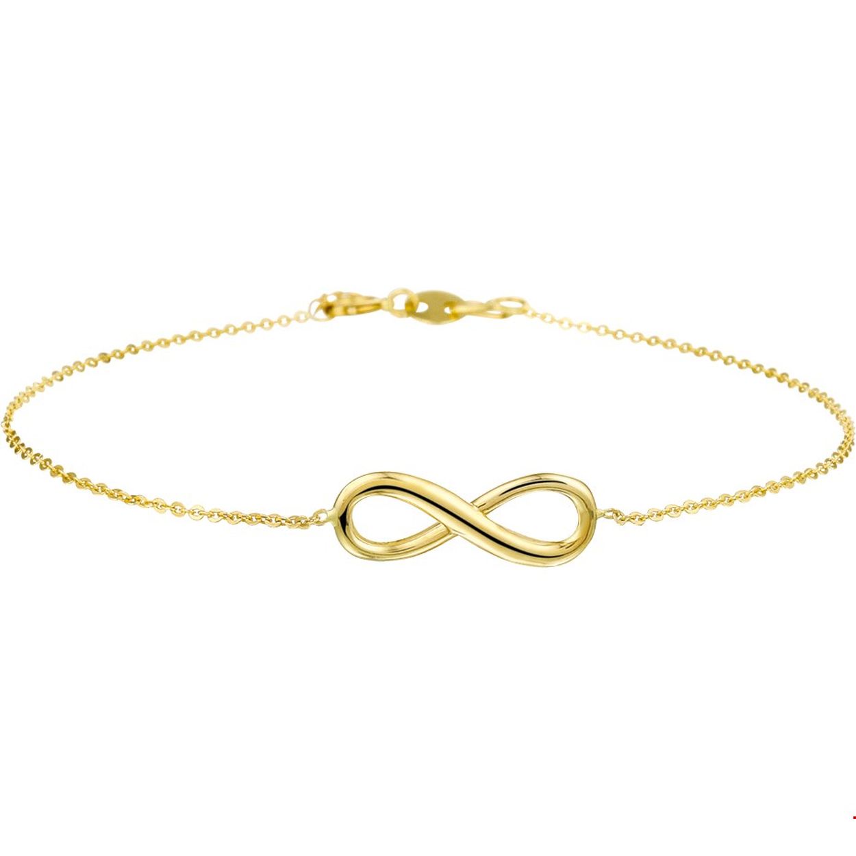 14 krt gouden armband anker met infinity teken. 16.5cm tot 18.5cm lang