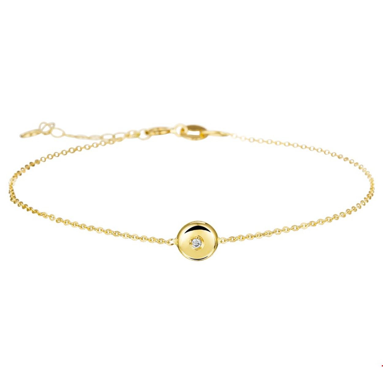 Beschrijving: Trendy geelgouden 1mm brede anker armband met een lengte van 16cm en een extensie van 2cm uitgevoerd met een briljant geslepen zirkonia in een 5.5mm zetkast. Tip: Door het minimalistische ontwerp is de armband gemakkelijk te combineren met andere sieraden. Zo creeer je elke keer weer een nieuwe look.
Verpakt per: 1
Doelgroep: dames
Kortste lengte: 16 mm
Langste lengte: 18 mm
Zetting: solitaire (kastzetting)