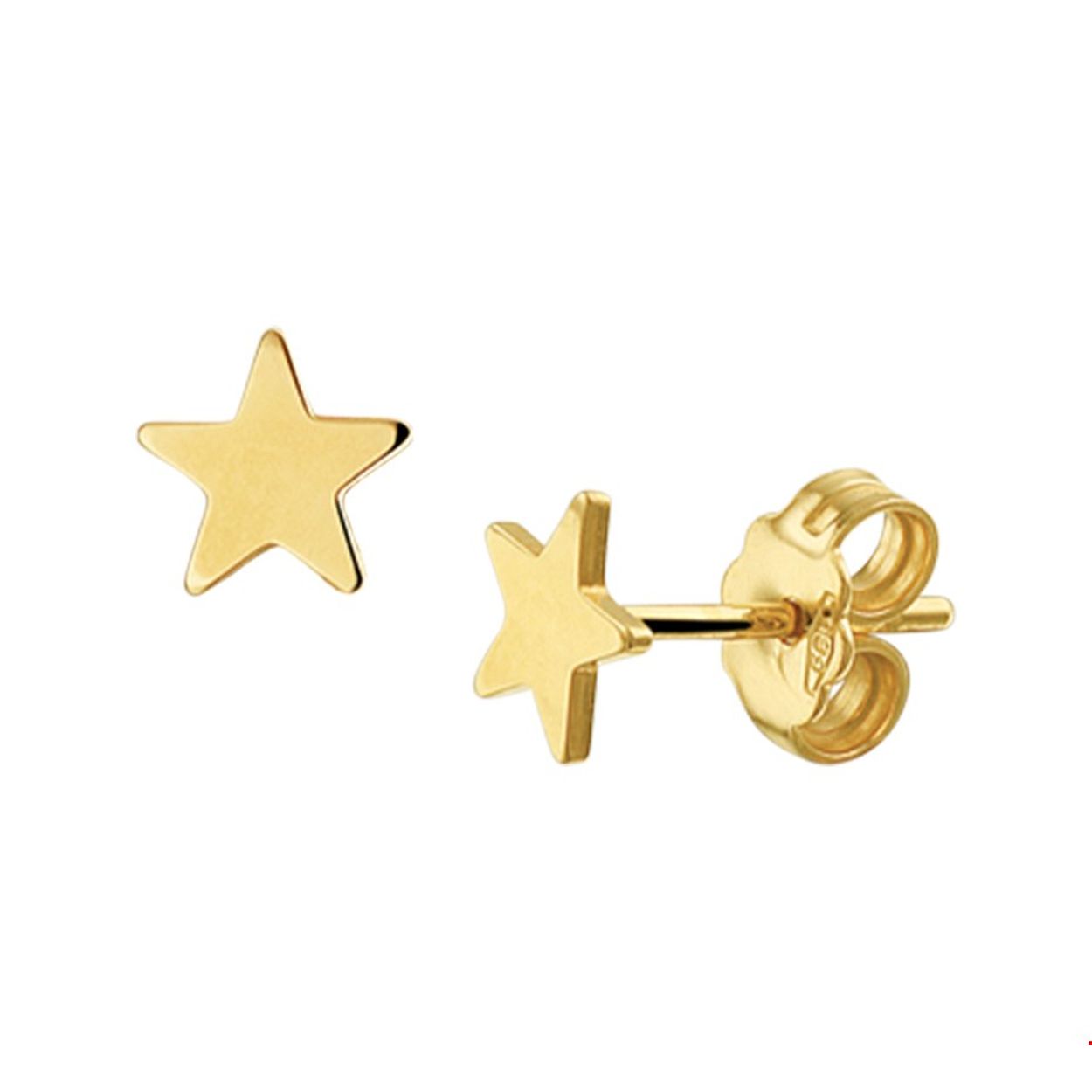 Beschrijving: Geelgouden oorknoppen met sterretjes.
Doelgroep: dames
Breedte: 6 mm
Hoogte: 6 mm