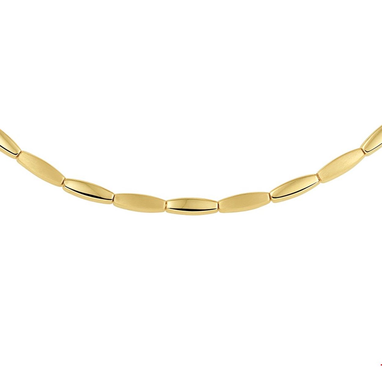 Beschrijving: Geelgouden choker collier met een poli/matte afwerking.
Verpakt per: 1
Doelgroep: dames
Breedte: 4 mm
Langste lengte: 45 mm