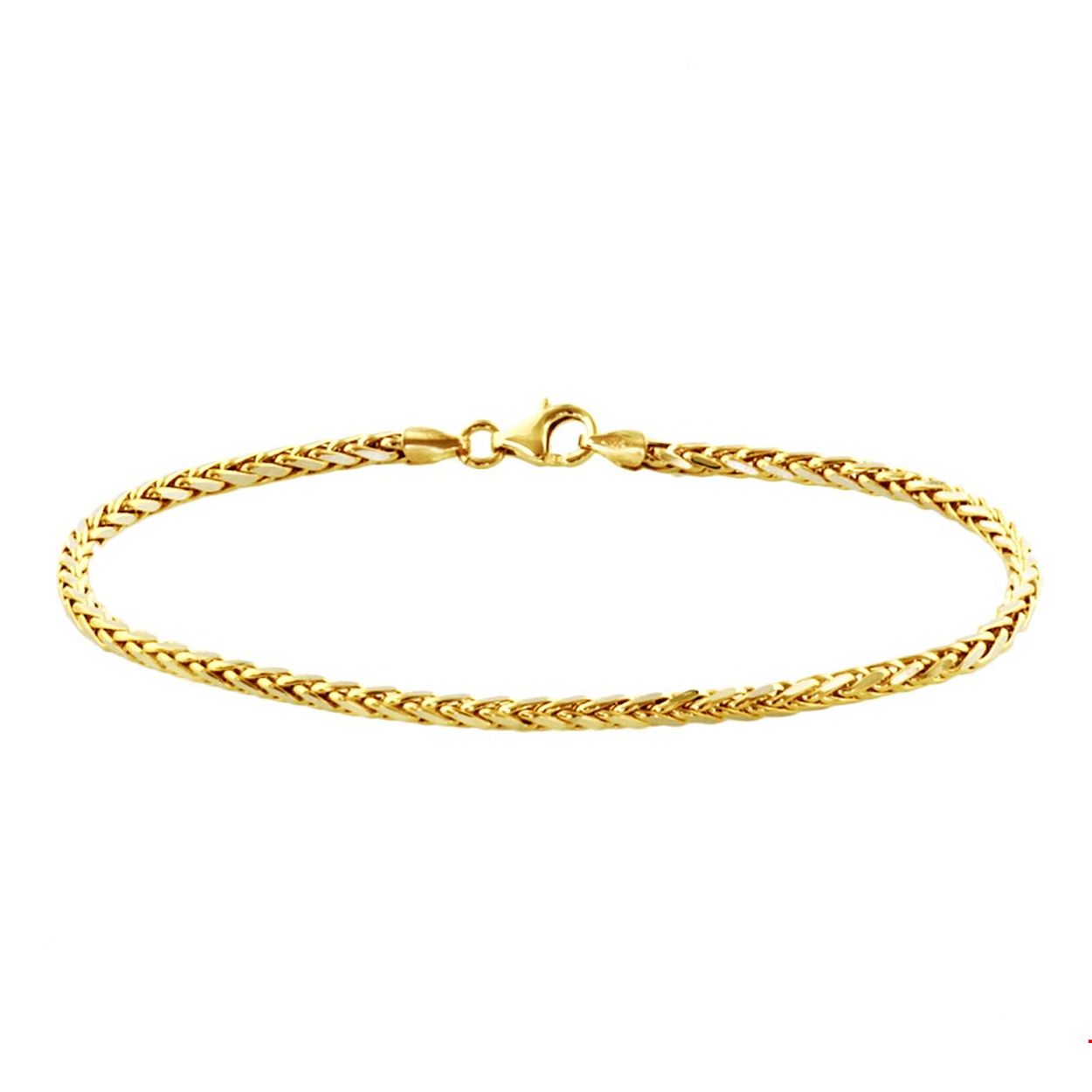 Bicolor geel en witgouden gestifte 2.5mm vossestaart armband met een lengte 18.5cm.