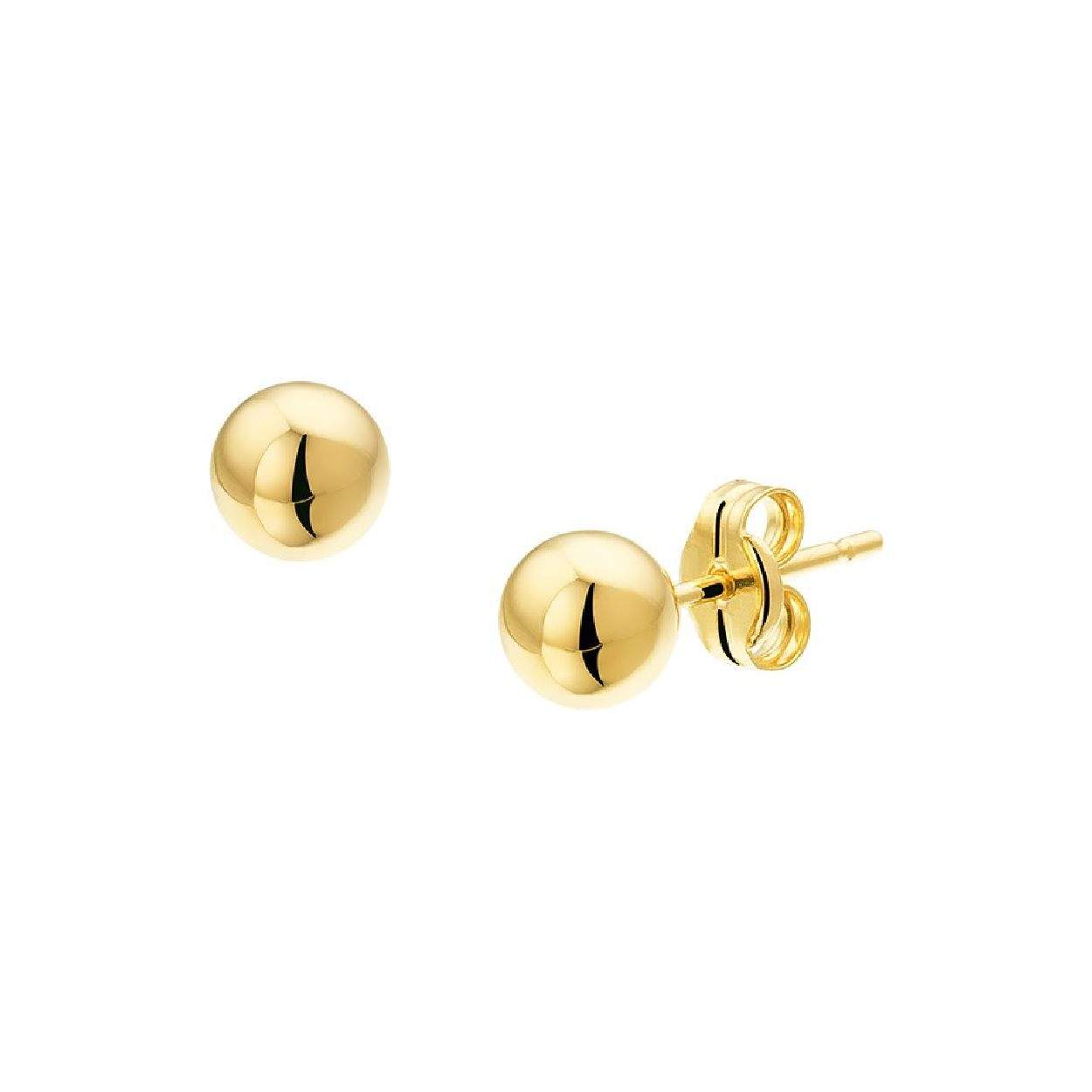14krt Geelgoud oorknoppen bol 5mm 
Deze oorknoppen zijn gemaakt van geelgoud en ze zijn goudkleurig. Het is een sieraad voor dames.