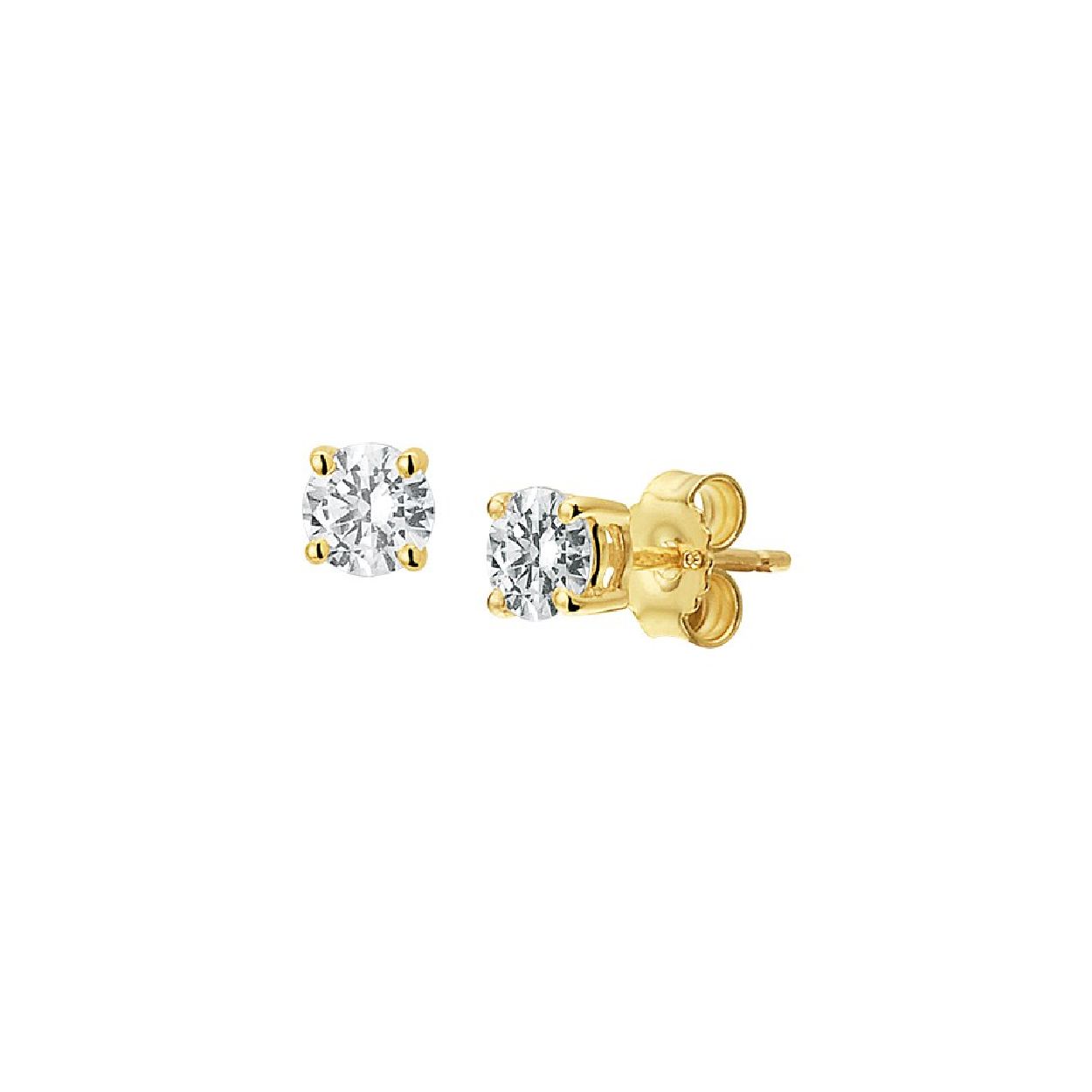 14krt Geelgoud oorknoppen zirkonia 4,0mm 
Deze oorknoppen zijn gemaakt van geelgoud en ze zijn goudkleurig. Het is een sieraad voor dames.