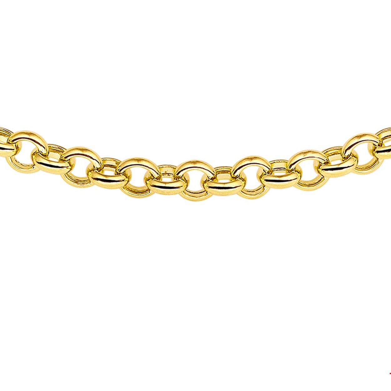 Geelgouden collier met jasseron schakel. De lengte bedraagt 50cm en de schakelbreedte is 9mm.