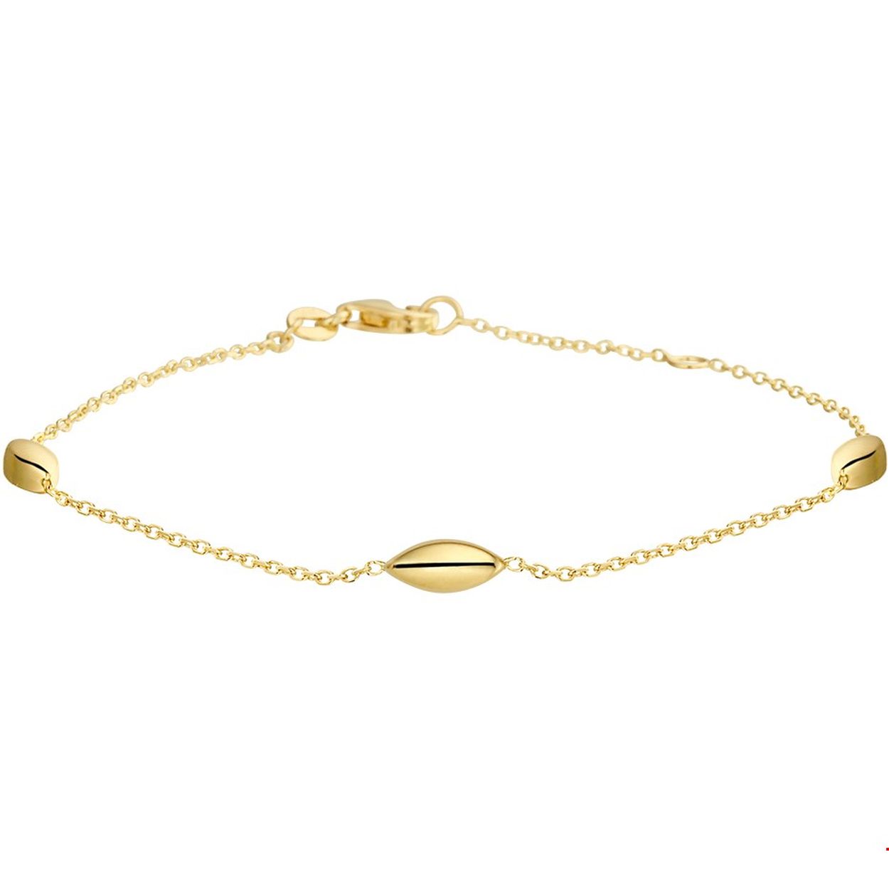 gouden armband, anker+ ovaaltjes 17-19cm