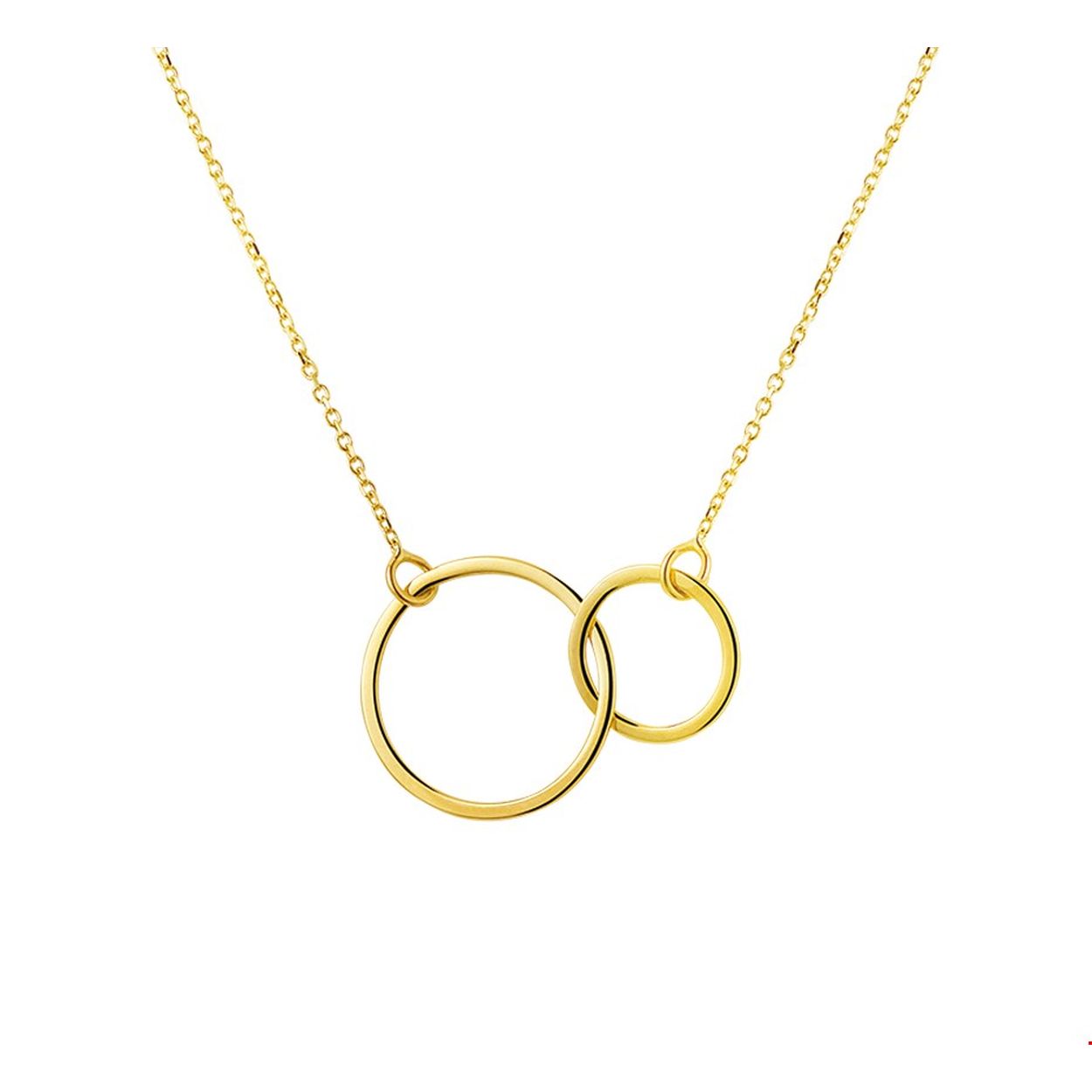 Geelgouden collier met 2 rondjes. De draaglengtes zijn 41-43-45cm en de schakelbreedte bedraagt 1.1mm.