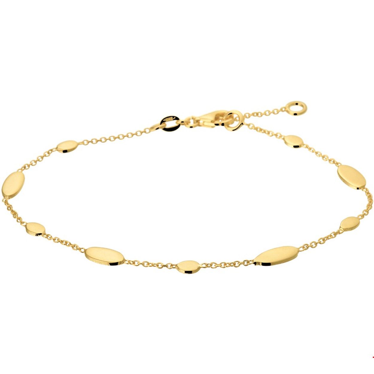 Beschrijving: Geelgouden armband met ovale vormen. Met draaglengtes van 17 en 19cm en de schakelbreedte bedraagt 1.2mm.
Verpakt per: 1
Doelgroep: dames
Breedte: 4 mm
Kortste lengte: 17 mm
Langste lengte: 19 mm