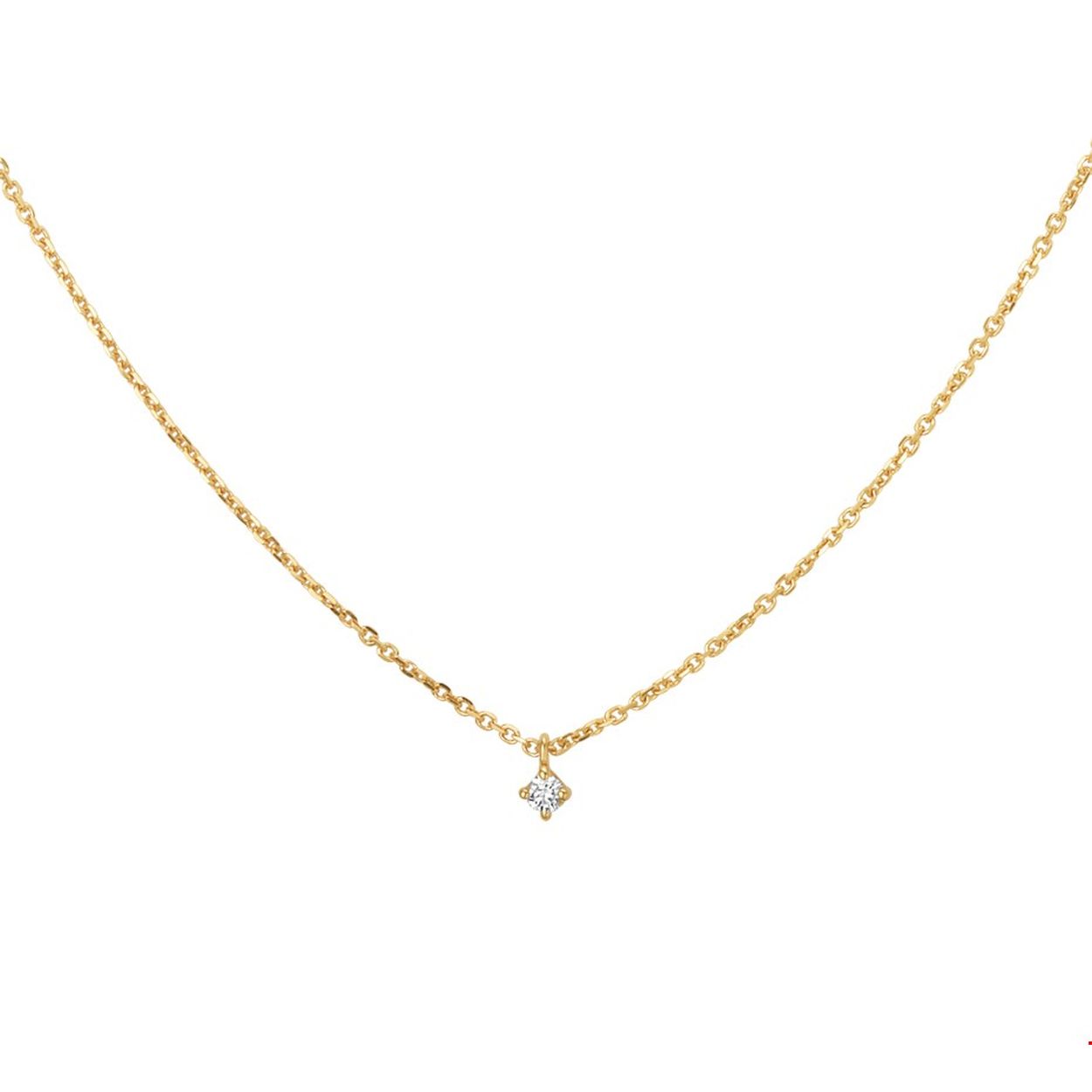 Beschrijving: Geelgouden collier met diamant 0.05 ct. Met draaglengtes van 41 43 en 45cm en de schakelbreedte is 1.25mm.
Verpakt per: 1
Doelgroep: dames
Breedte: 1.25 mm
Kortste lengte: 41 mm
Langste lengte: 45 mm
Zetting: solitaire (chatonzetting)