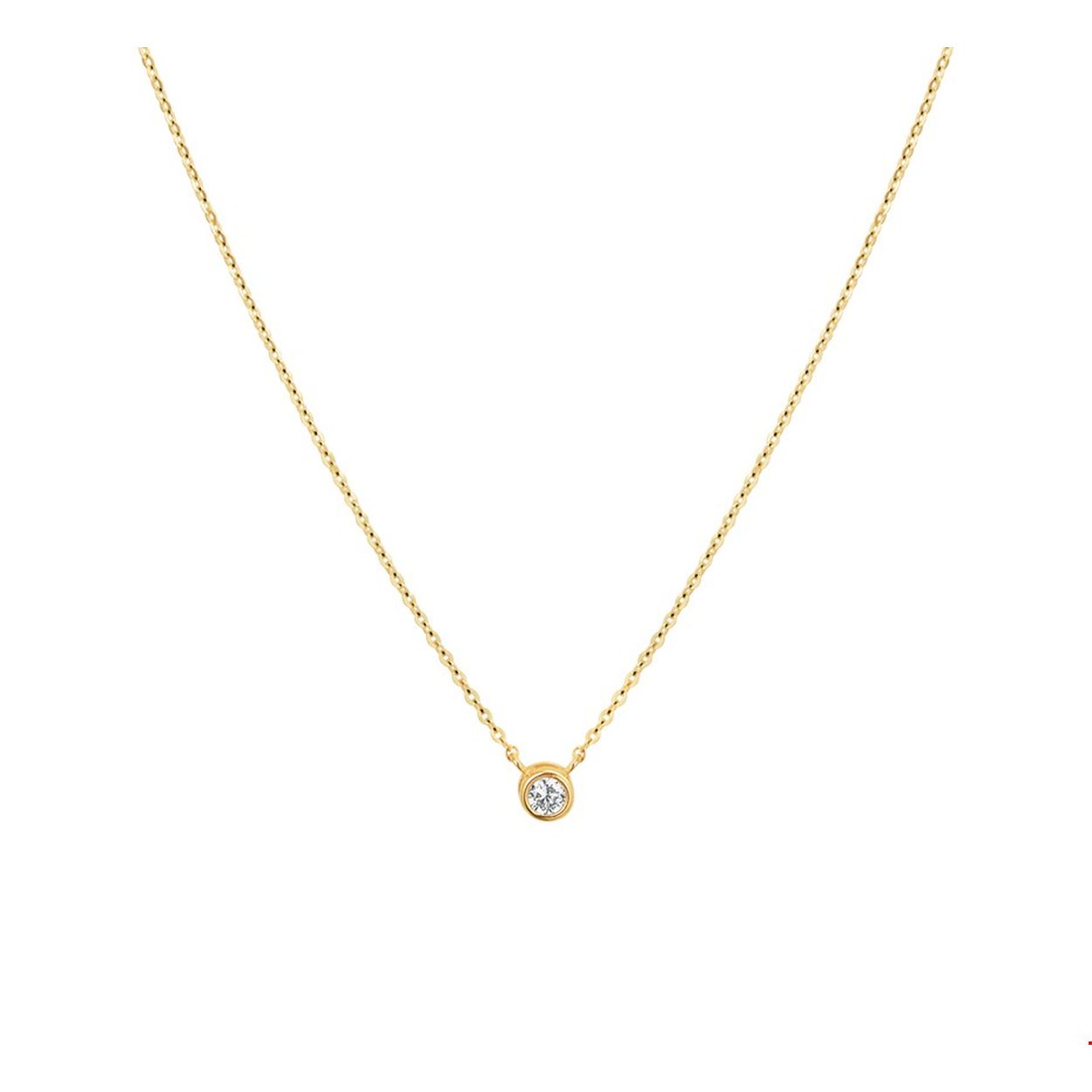 Beschrijving: Elegant geelgouden anker collier met draaglengtes van 41 43 en 45cm en een breedte van 1mm. Het collier heeft een solitair briljant geslepen zirkonia in een zetkast met een diamater van 4mm. Het collier is door zijn simplistische model perfect te combineren met andere geelgouden sieraden.
Verpakt per: 1
Doelgroep: dames
Breedte: 1 mm
Kortste lengte: 41 mm
Langste lengte: 45 mm
Zetting: solitaire (kastzetting)
