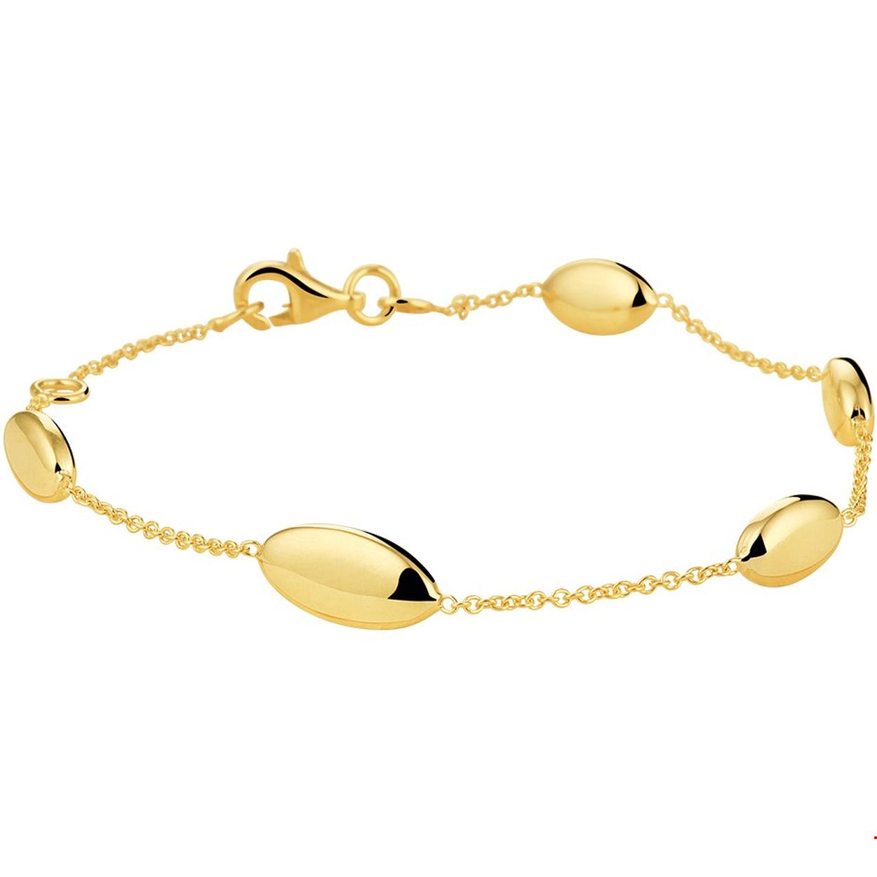 Beschrijving: Elegante geelgouden anker armband met vaste beads. Met draaglengtes van 17 en 19cm. De beads hebben 2 afmetingen 6x12mm en 6x9mm. De armband is te combineren met bijpassende sieraden uit onze collectie of vanuit je eigen stash!
Verpakt per: 1
Doelgroep: dames
Breedte: 6 mm
Kortste lengte: 17 cm
Langste lengte: 19 cm