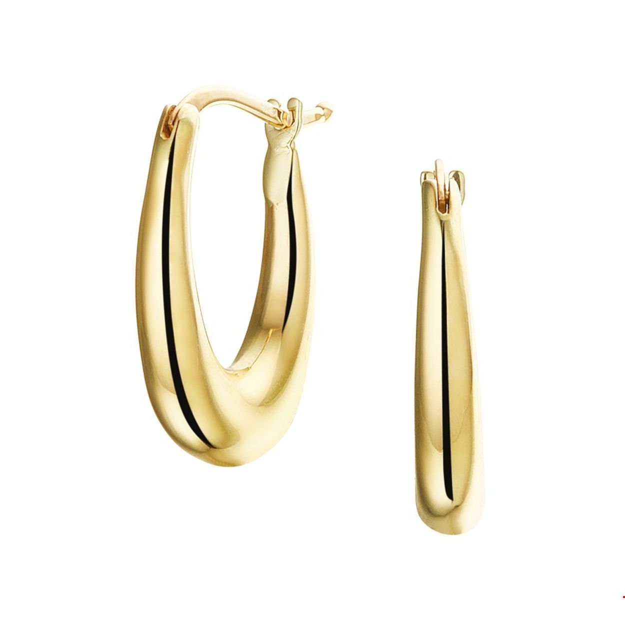 Beschrijving: Trendy geelgouden creolen met bolle buis en stevige hefboomsluiting. De creolen hebben een afmeting van 20x13mm en zijn poli afgewerkt.
Doelgroep: dames