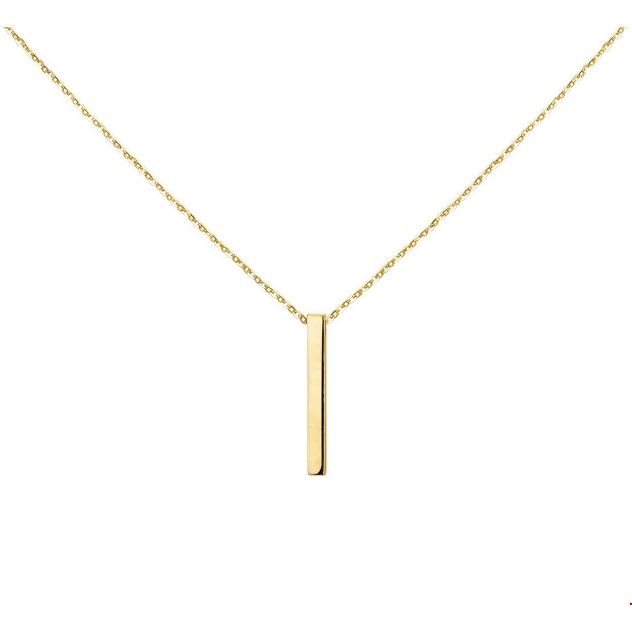 Beschrijving: Trendy geelgouden 1.1mm breed anker collier met draaglengtes van 41 - 43 - 45 cm en uitgevoerd met een poli afgewerkt balkje van 19x2mm.
Doelgroep: dames
Breedte: 2 mm
Kortste lengte: 41 cm
Langste lengte: 45 cm
Hoogte: 19 mm