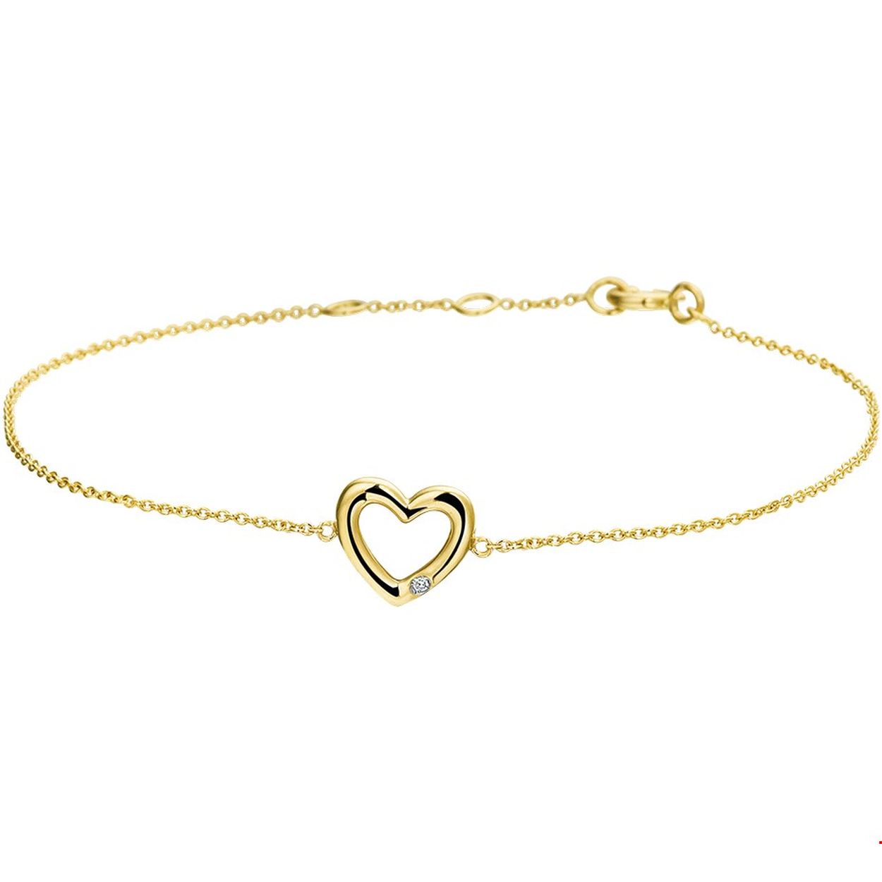 Beschrijving: Geelgouden anker armband met hart uitgevoerd met een briljant geslepen diamant van 0.01 ct. De armband heeft draaglengtes van 16.5 17.5 en 18.5cm en een schakelbreedte van 1mm. De armband is te combineren met bijpassende hart en diamant sieraden uit onze collectie. Tip: Perfect kado! Want diamonds are girls best friend!
Verpakt per: 1
Doelgroep: dames
Breedte: 9 mm
Kortste lengte: 16.5 mm
Langste lengte: 18.5 mm
Hoogte: 8.5 mm