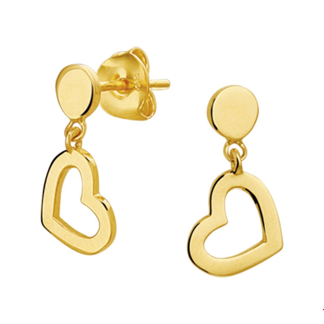Schattige geelgouden oorhangers met een lengte van 1.4cm  uitgevoerd met hartjes van 8x7mm en een stevige poussette sluiting. Tip: Leuk om kado te doen aan je geliefde of dierbare!
Verpakt per: 1
Doelgroep: dames
Breedte: 7 mm
Hoogte: 14 mm
