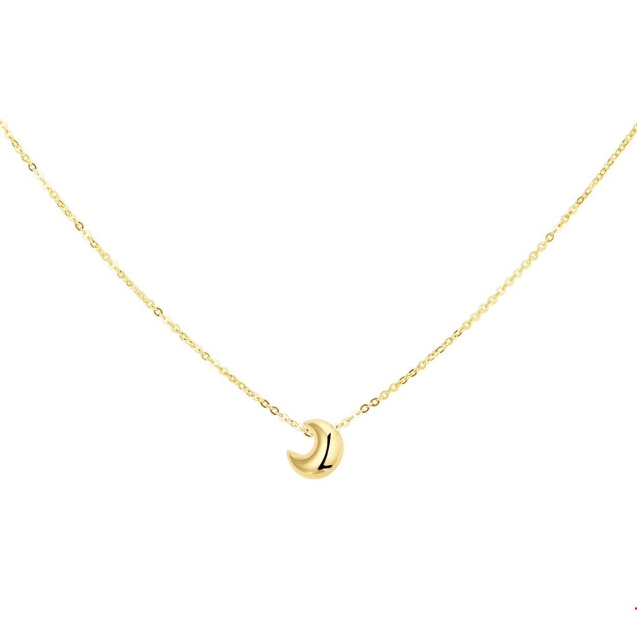 Beschrijving: Strak geelgouden 1mm breed anker collier met een lengte van 42cm en een extensie van 3cm uitgevoerd met een halve maan van 7x6.5mm. Het fijne collier met hanger voegt een subtiele hoeveelheid glamour toe aan ieders outfit. Tip: Het collier is te combineren met bijpassende sieraden uit onze collectie. 
Verpakt per: 1
Doelgroep: dames
Breedte: 6.5 mm
Kortste lengte: 42 mm
Langste lengte: 45 mm
Hoogte: 7 mm