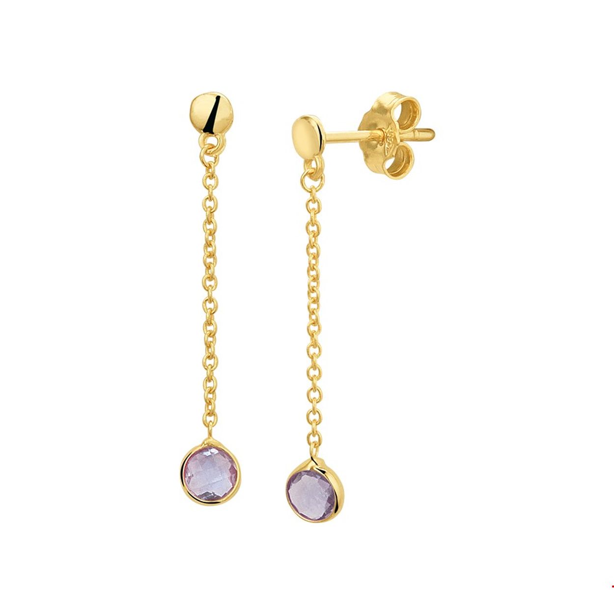 Trendy  gouden oorhangers met een totale lengte van 3.1cm en rondjes van 4.5mm uitgevoerd met Amethist in een zetkast. De glanzende stenen schitteren je tegemoet en maken dit sieraad tot een ware eyecatcher!
Breedte: 4.5 mm
Hoogte: 31 mm