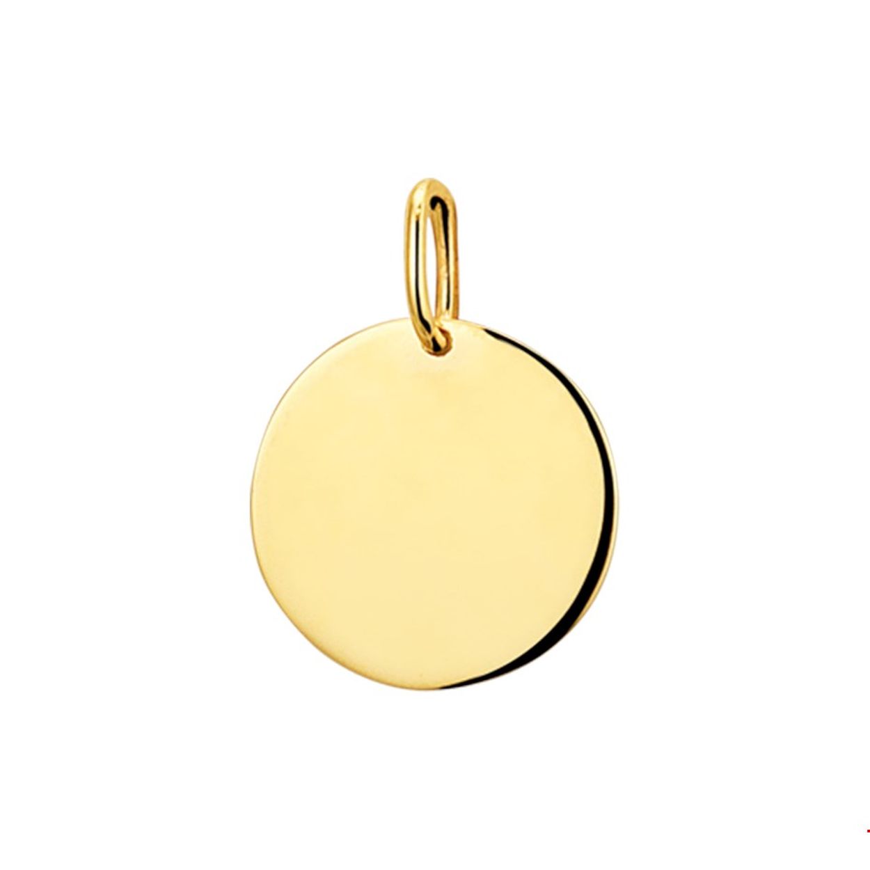 Geelgouden graveerhanger met een hoogte van 18mm en rondje van 13.5mm en een stevig hangoog. Het rondje heeft een dikte van 0.4mm.