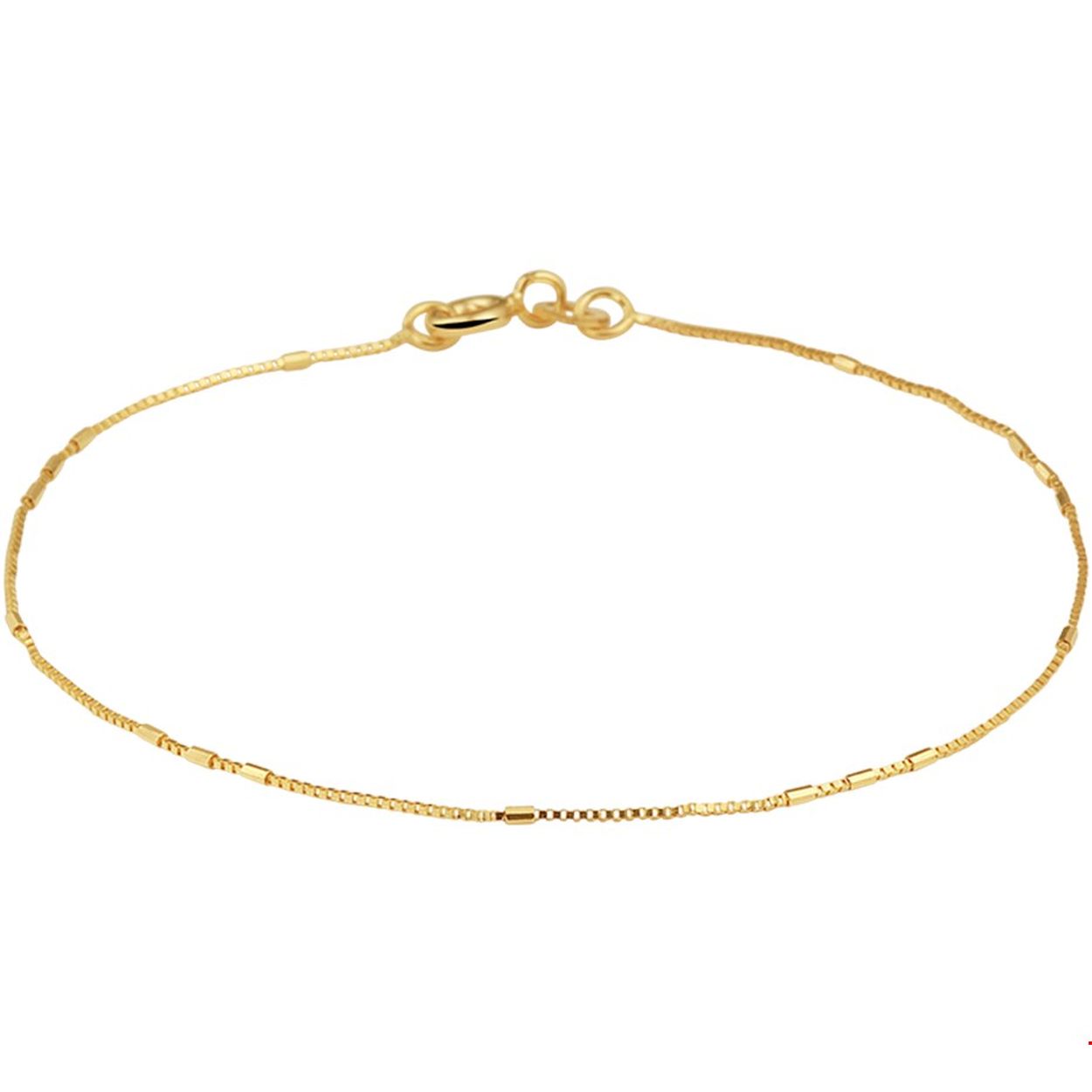 Geelgouden 0.9mm venetiaanse armband met een lengte van 18cm uitgevoerd met staafjes en stevige veerring sluiting. Door het simplistische ontwerp is deze armband perfect te combineren met andere sieraden.
Doelgroep: dames
Breedte: 0.9 mm
Langste lengte: 18 cm