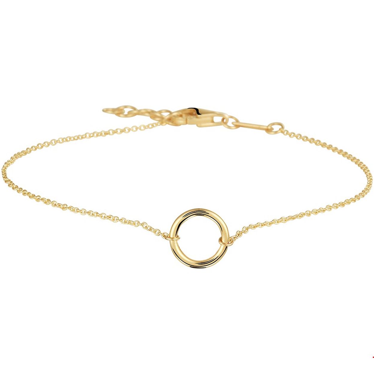 Trendy 14k geelgouden 0.9mm anker armband met draaglengtes van 16.5 17.5 en 18.5cm. Uitgevoerd met een open rondje van 8.5mm en een stevige karabijn sluiting. Tip: Combineer deze armband met bijpassende sieraden en creeer zo een hippe set!