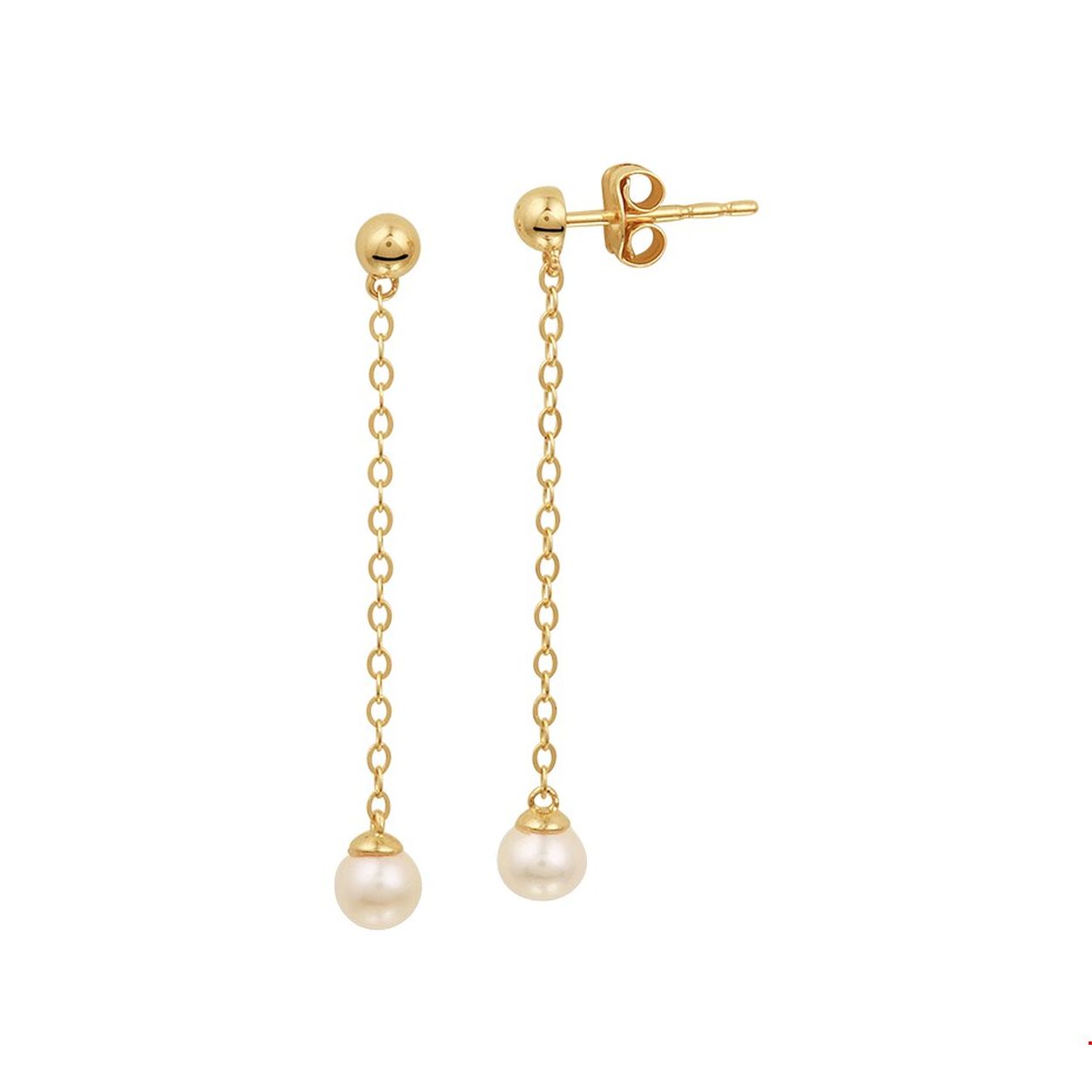 Geelgouden oorhangers met een anker schakel van 3.3cm uitgevoerd met een zoetwaterparel van 4mm en stevige poussette sluiting. Tip: Combineer de oorhangers met zoetwaterparel sieraden uit onze collectie en maak zo een mooie set!.