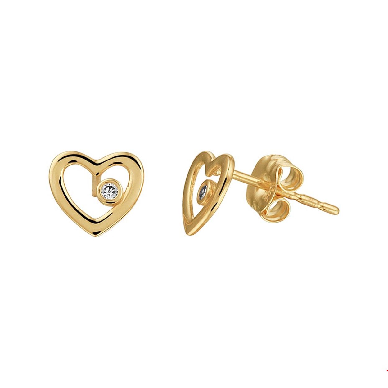 Geelgouden oorknoppen met een hart en zirkonia.
Breedte: 6.5 mm
Hoogte: 6 mm
Zetting: solitaire (kastzetting)