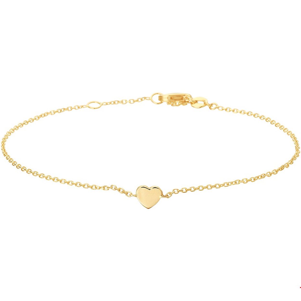Geelgouden armband met een hart. De draaglengtes zijn 17 en 18.5cm met een schakelbreedte van 1.1mm. Deze armband is te combineren met een bijpassend collier met een hart en een lengte van 44cm. Tip: leuk om te geven aan een van je dierbaren of je geliefde!
Doelgroep: dames
Breedte: 5.5 mm
Kortste lengte: 17 cm
Langste lengte: 18.5 cm
Hoogte: 5 mm