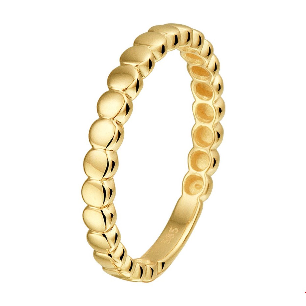Beschrijving: Stijlvol simplistische geelgouden aanschuifring van 2.5mm breed uitgevoerd met rondjes. De ring heeft een poli afwerking. 
Uniekenummer serie: 40937
Verpakt per: 1
Doelgroep: dames
Ringmaat: 16.50 mm (52)
Breedte: 2.5 mm