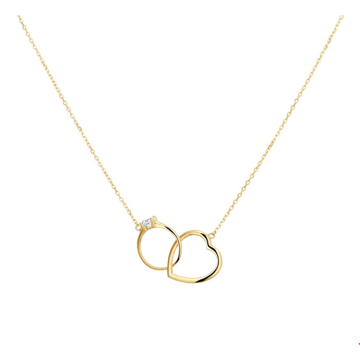 Stijlvol 14k geelgouden 0.8mm anker collier met draaglengtes van 40, 42 en 44cm. Uitgevoerd met een klein rondje en een hartje. Tip: Een mooi  cadeau voor je geliefde gegarandeerd dat ze het unieke symbool met de blinkende zirkonia steen zal waarderen.