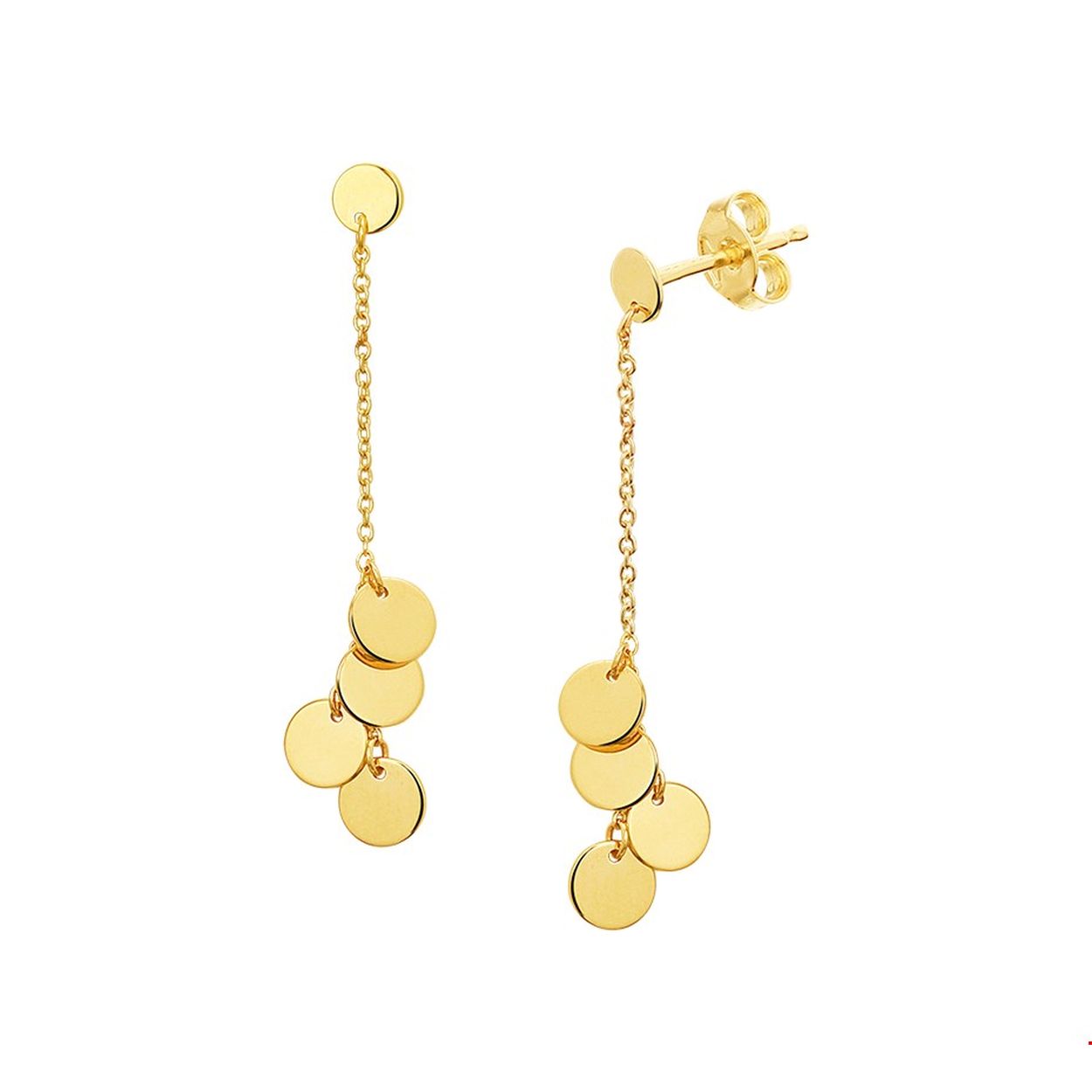 Trendy geelgouden oorhangers met een totale lengte van 3.6cm en uitgevoerd met poli afgewerkte rondjes van 5mm. Door de eenvoud en het verfijnde ontwerp kunnen deze oorhangers perfect worden gedragen met andere sieraden uit onze collectie of vanuit je eigen stash!