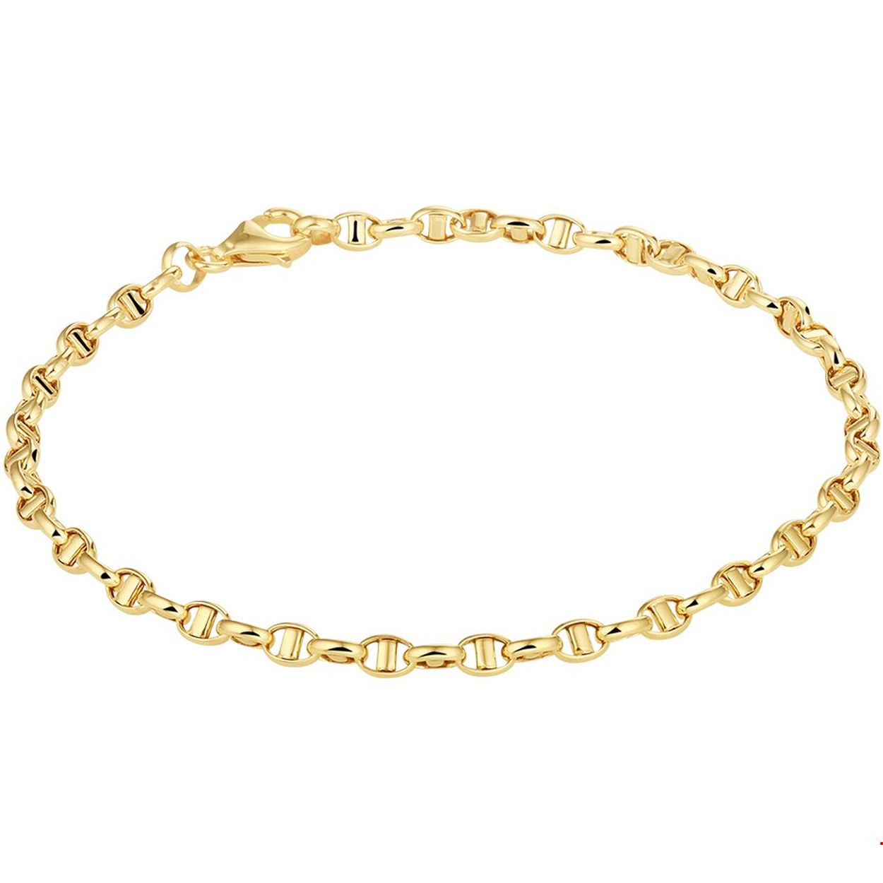 Geelgouden armband met een lengte van 19.5cm en 2.9mm breed en met een karabijn sluiting. De armband is te combineren met bijpassend collier uit onze collectie.