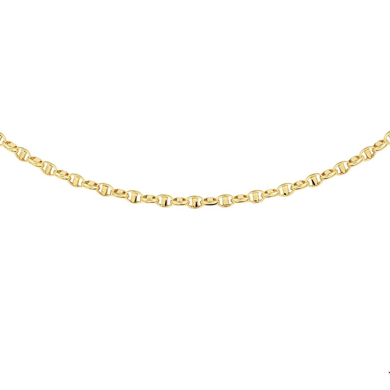 Geelgouden collier met een lengte van 50cm en 2.9mm breed en met een karabijn sluiting. Het collier is te combineren met bijpassende armband uit onze collectie.