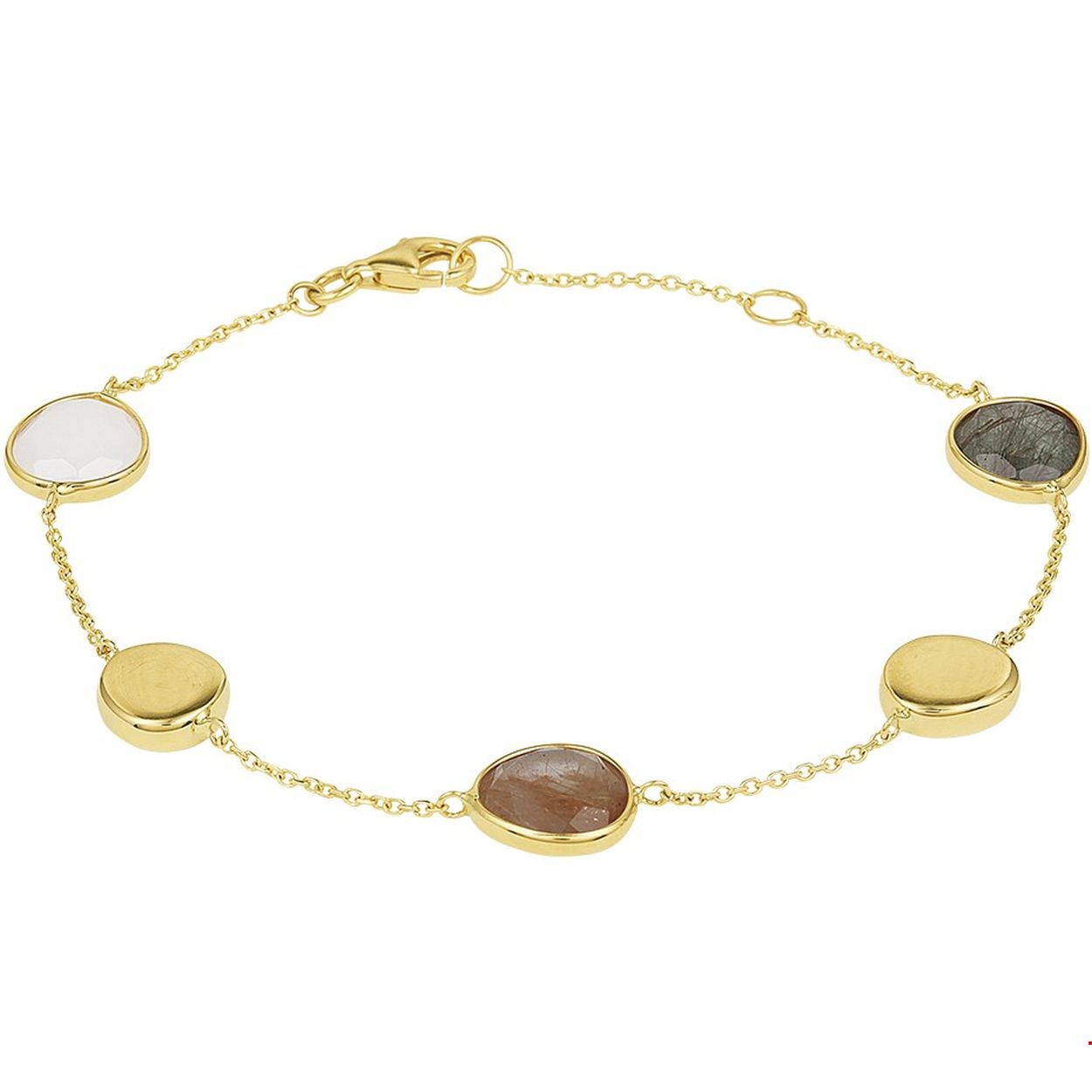 Beschrijving: Stijlvolle geelgouden 1mm anker armband met draaglengtes van 17 en 19cm. Uitgevoerd met schitterende wit kwarts - groen rutiel en goud rutiel. De uniek geslepen stenen met hun verschillende kleuren maken dit sieraad tot een ware eyecatcher! De armband heeft een karabijn sluiting en is te combineren met bijpassende sieraden uit onze collectie.
Verpakt per: 1
Doelgroep: dames
Breedte: 9.5 mm
Kortste lengte: 17 mm
Langste lengte: 19 mm