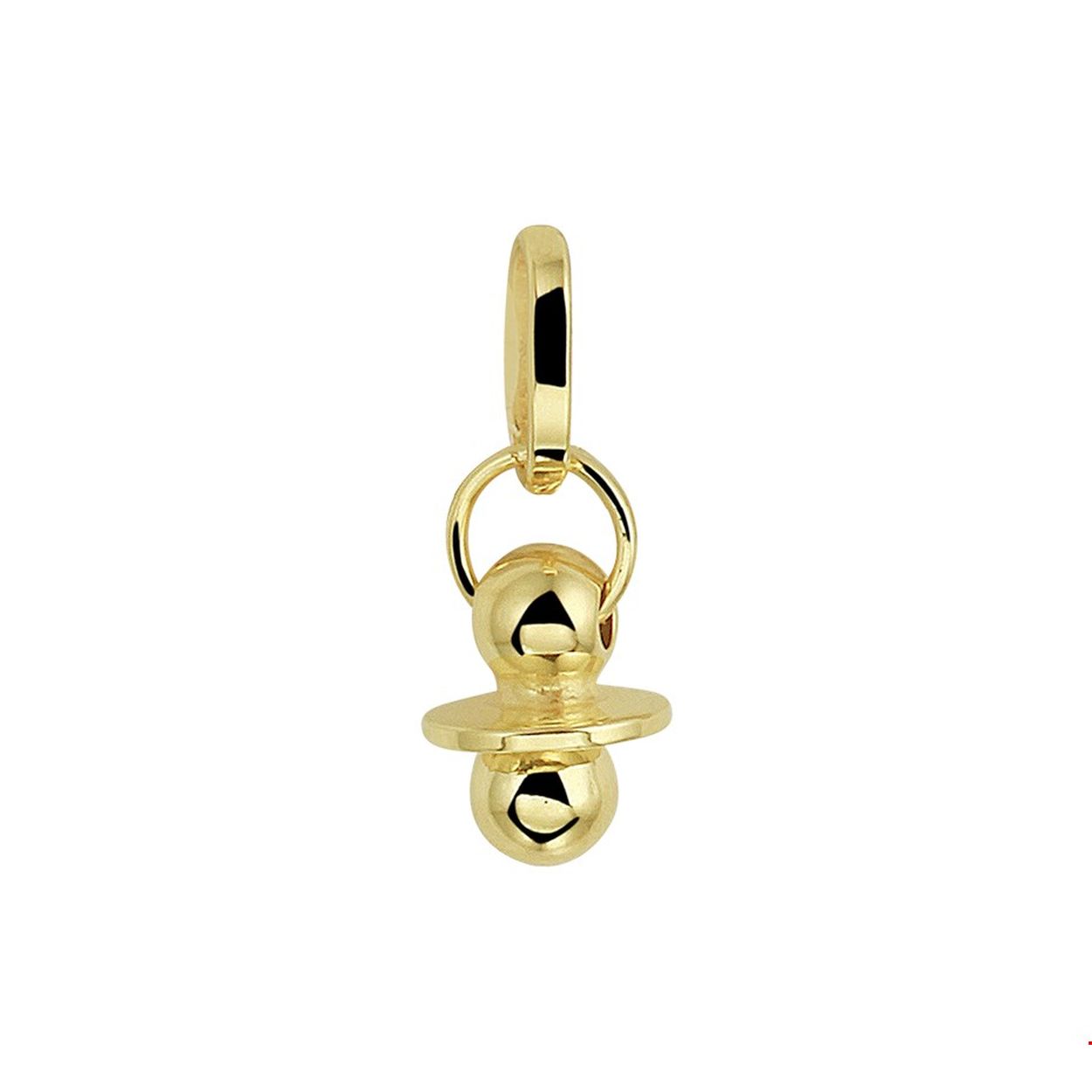 Beschrijving: Geelgouden hanger met een speen.
Verpakt per: 1
Doelgroep: unisex
Breedte: 5 mm
Hoogte: 6.5 mm