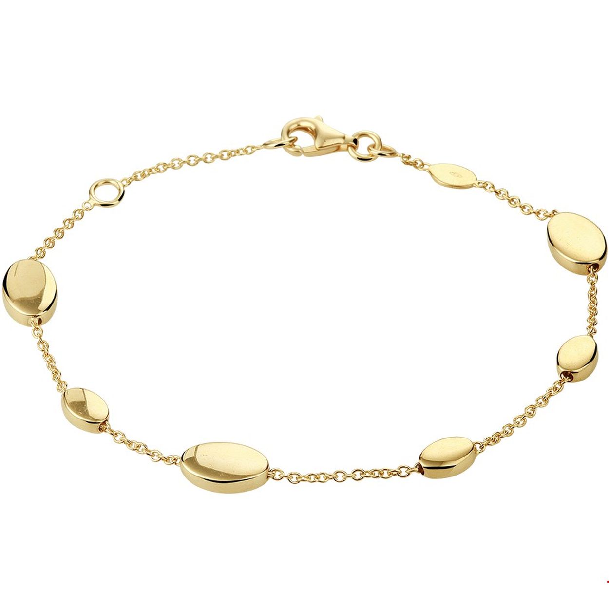 Beschrijving: Elegante geelgouden anker armband met vaste beads. Met draaglengtes van 17 en 19cm uitgevoerd met een stevig karabijn slot. De ovale beads hebben breedtes van 4.5 en 6.5mm. De armband is te combineren met bijpassende sieraden uit onze collectie of vanuit je eigen stash!.
Verpakt per: 1
Doelgroep: dames
Breedte: 6.5 mm
Kortste lengte: 17 mm
Langste lengte: 19 mm