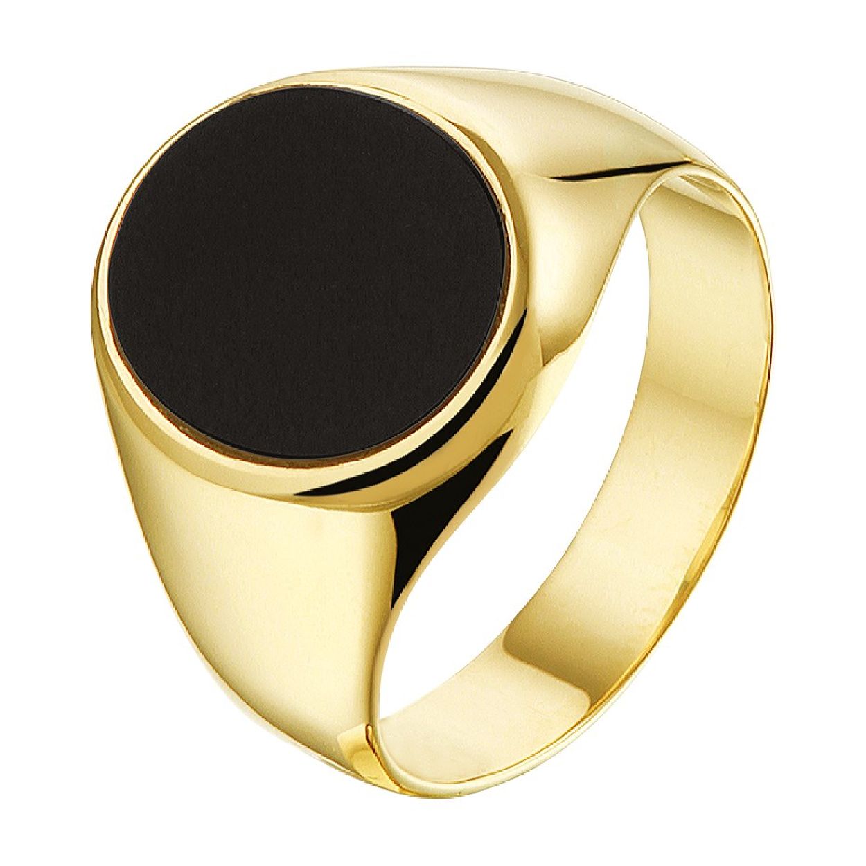 De ring is gemaakt van geelgoud en is zwartkleurig. Het is een sieraad voor dames.