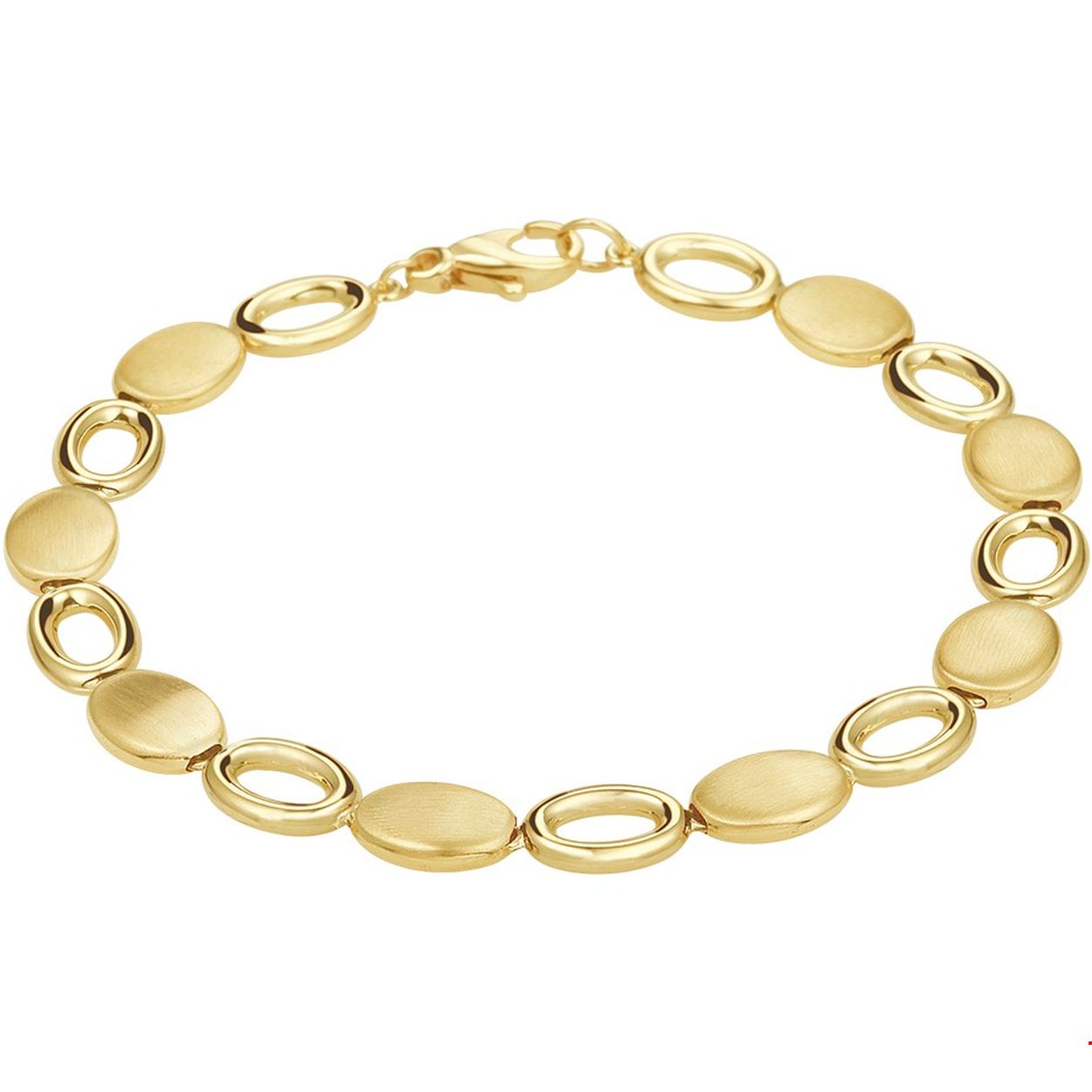 Beschrijving: Stijlvolle geelgouden armband met een lengte van 19cm en schakelbreedte van 7.4mm. De armband is poli/mat afgewerkt en heeft een stevige karabijn sluiting. 
Verpakt per: 1
Doelgroep: dames
Breedte: 7.4 mm
Langste lengte: 19 mm