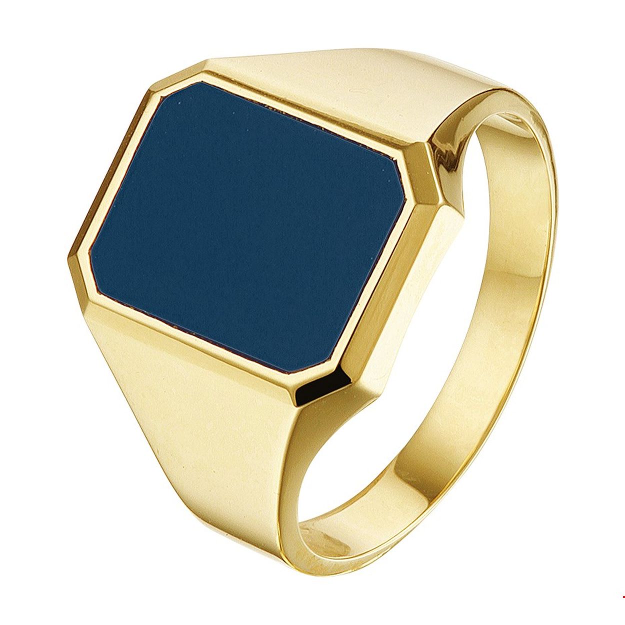 Stijlvolle geelgouden zegelring uitgevoerd met een lagensteen. De robuuste afkanteningen van de ring maken dit sieraad helemaal af. De ring geeft je look direct een chique uitstraling.