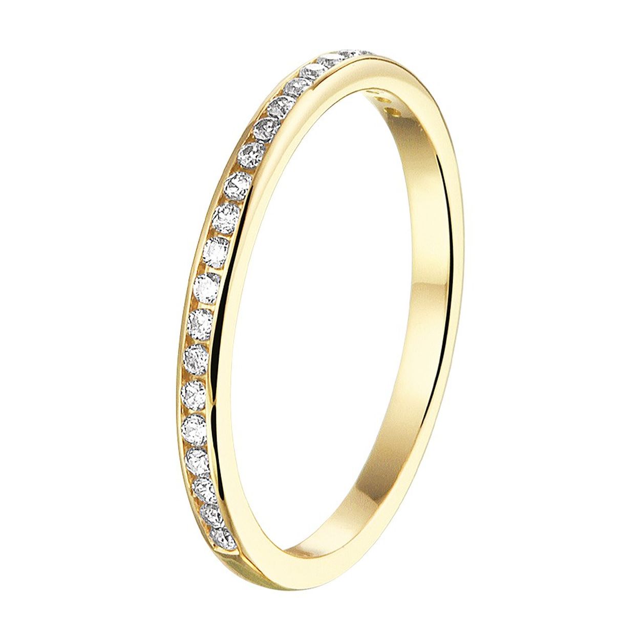 Beschrijving: Stijlvolle geelgouden aanschuifring met een schitterende rij van zirkonia en een poli afwerking. Tip: Combineer deze ring met andere aanschuifringen voor een subtiele en elegante look.
Uniekenummer serie: 42295
Verpakt per: 1
Doelgroep: dames
Ringmaat: 16.50 mm (52)
Breedte: 2 mm
Zetting: alliance (rijzetting)